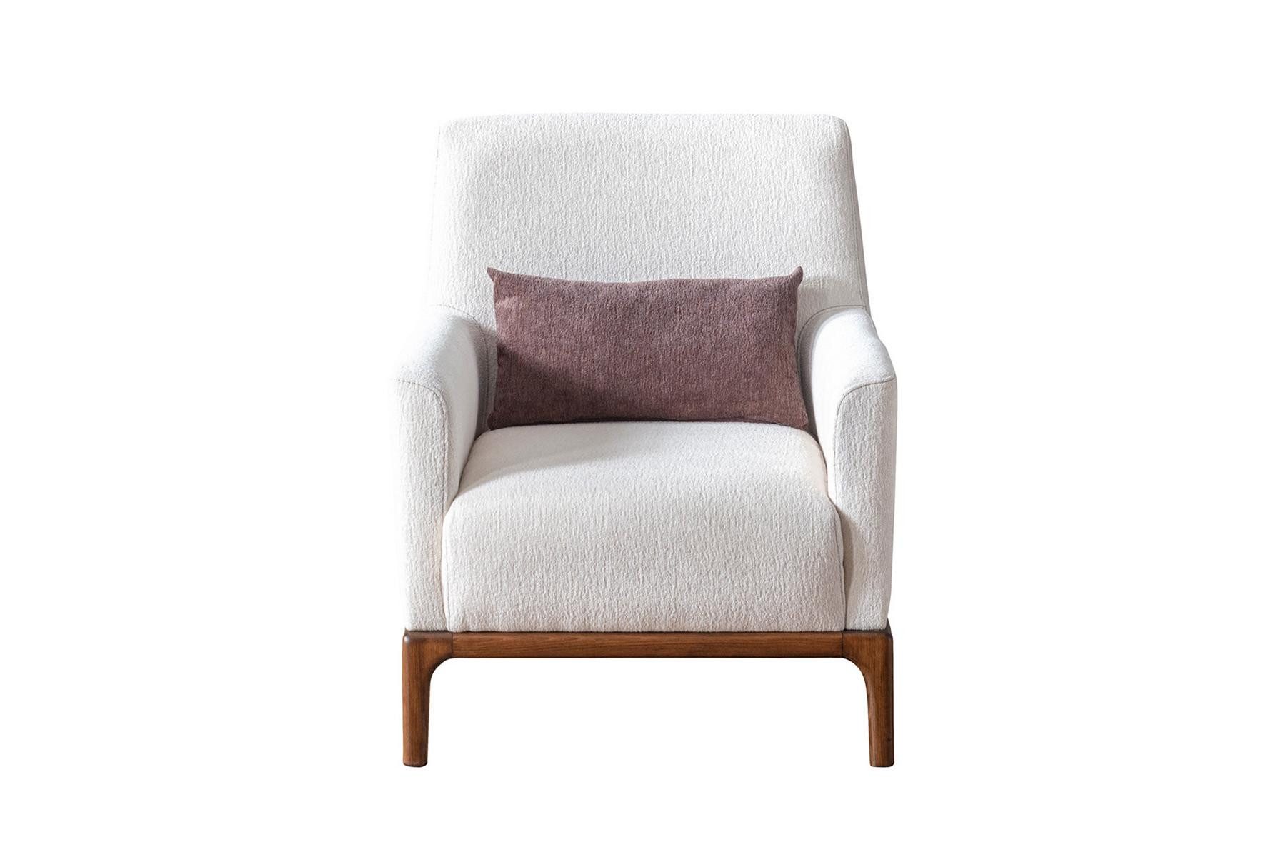JVmoebel Sessel Eleganter Relaxstuhl in Weiß mit Holzfüßen für modernes Wohnen (1-St., 1x Sessel), Made in Europa