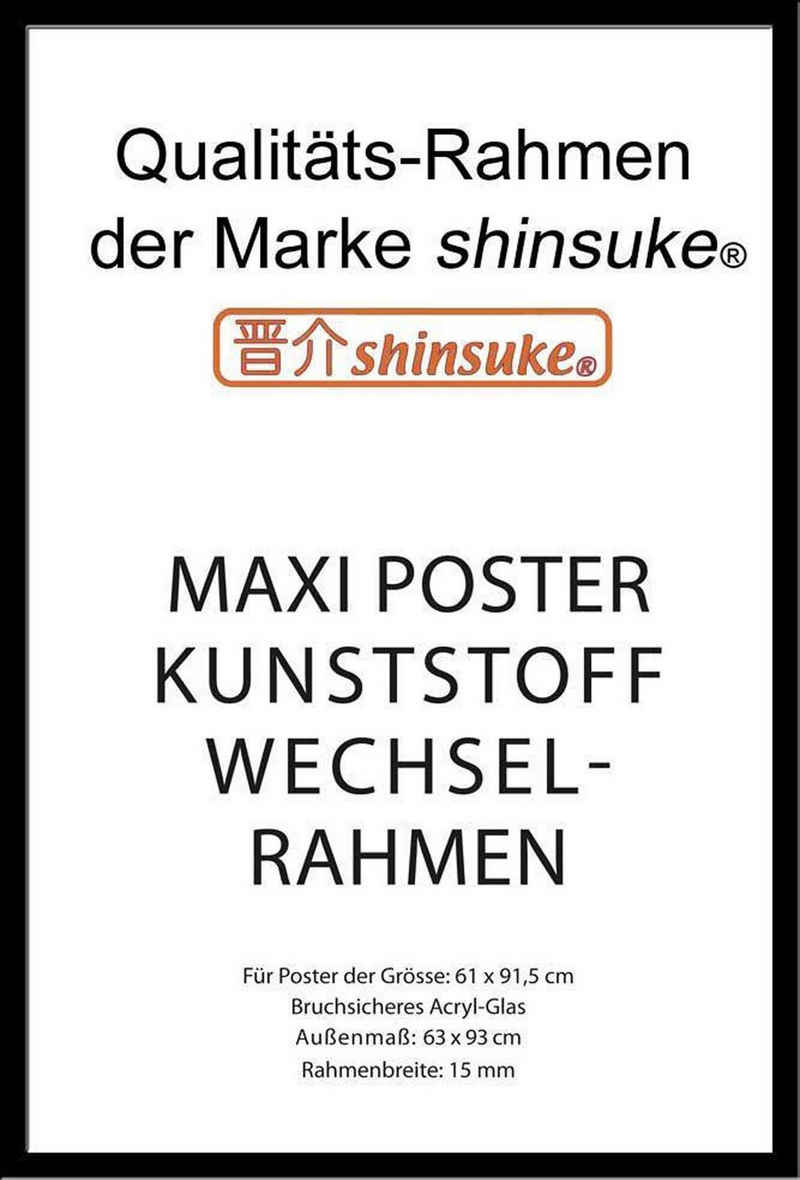 empireposter Rahmen Posterrahmen Wechselrahmen Shinsuke® Maxi-Poster Profil: 15mm Kunststoff 61x91,5cm, Farbe schwarz mit Acryl-Scheibe