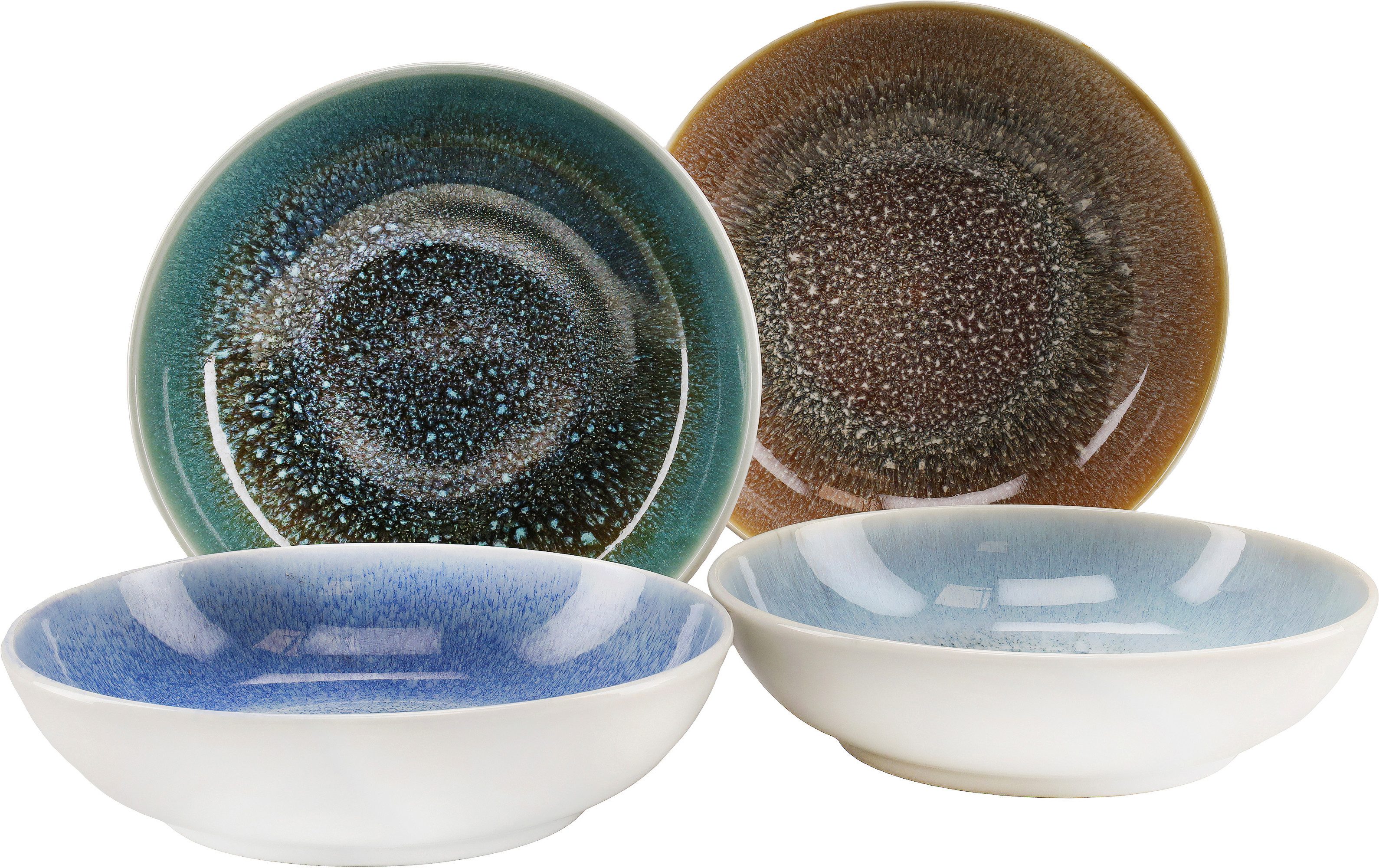 CreaTable Schüssel Caldera Mix, Poke Bowl, 4-tlg., Steinzeug, (Set, 4-tlg), Moderne Coupeform, Reaktivglasur