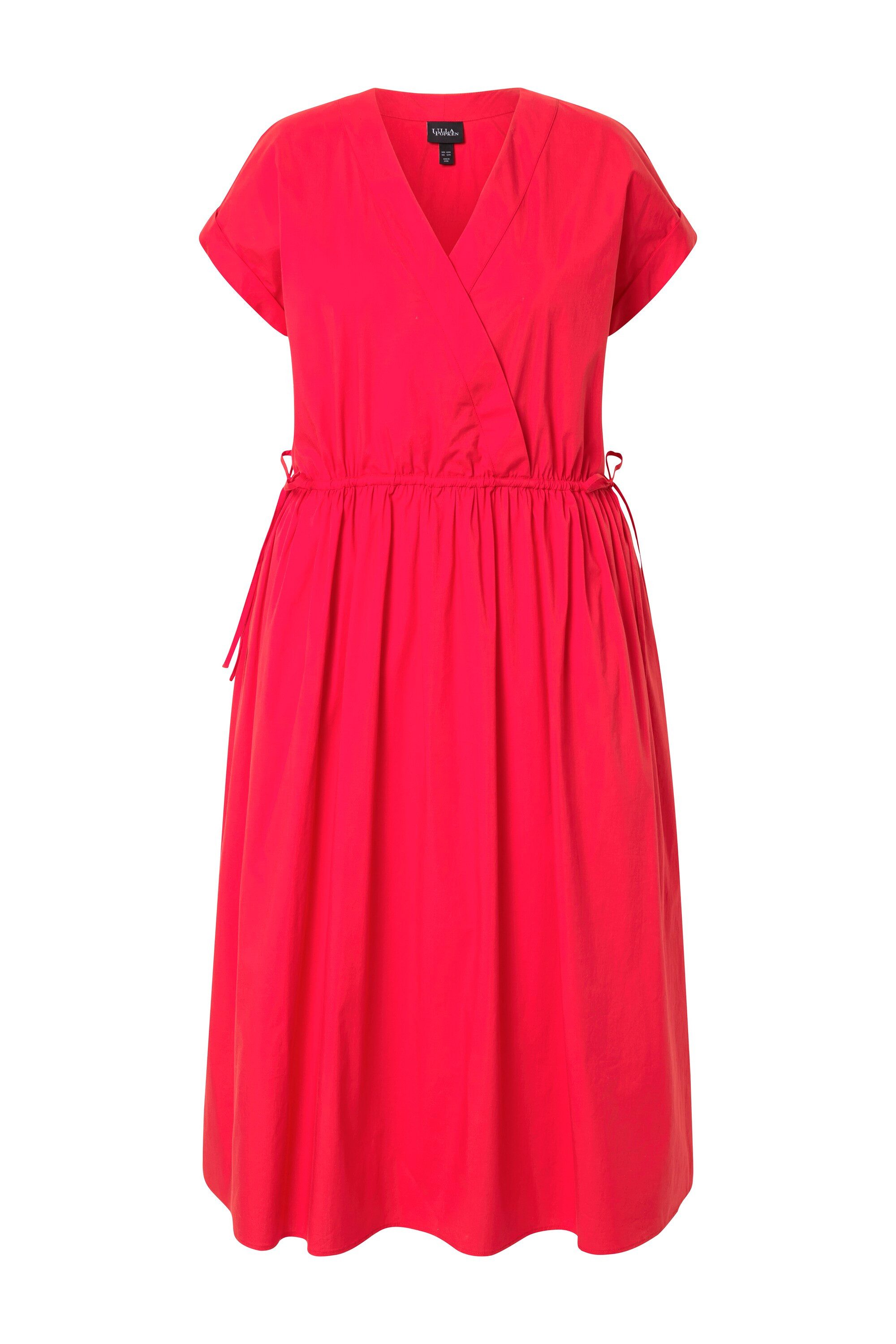 Ulla Popken Jerseykleid Maxikleid Popeline V-Ausschnitt Halbarm Taschen günstig online kaufen