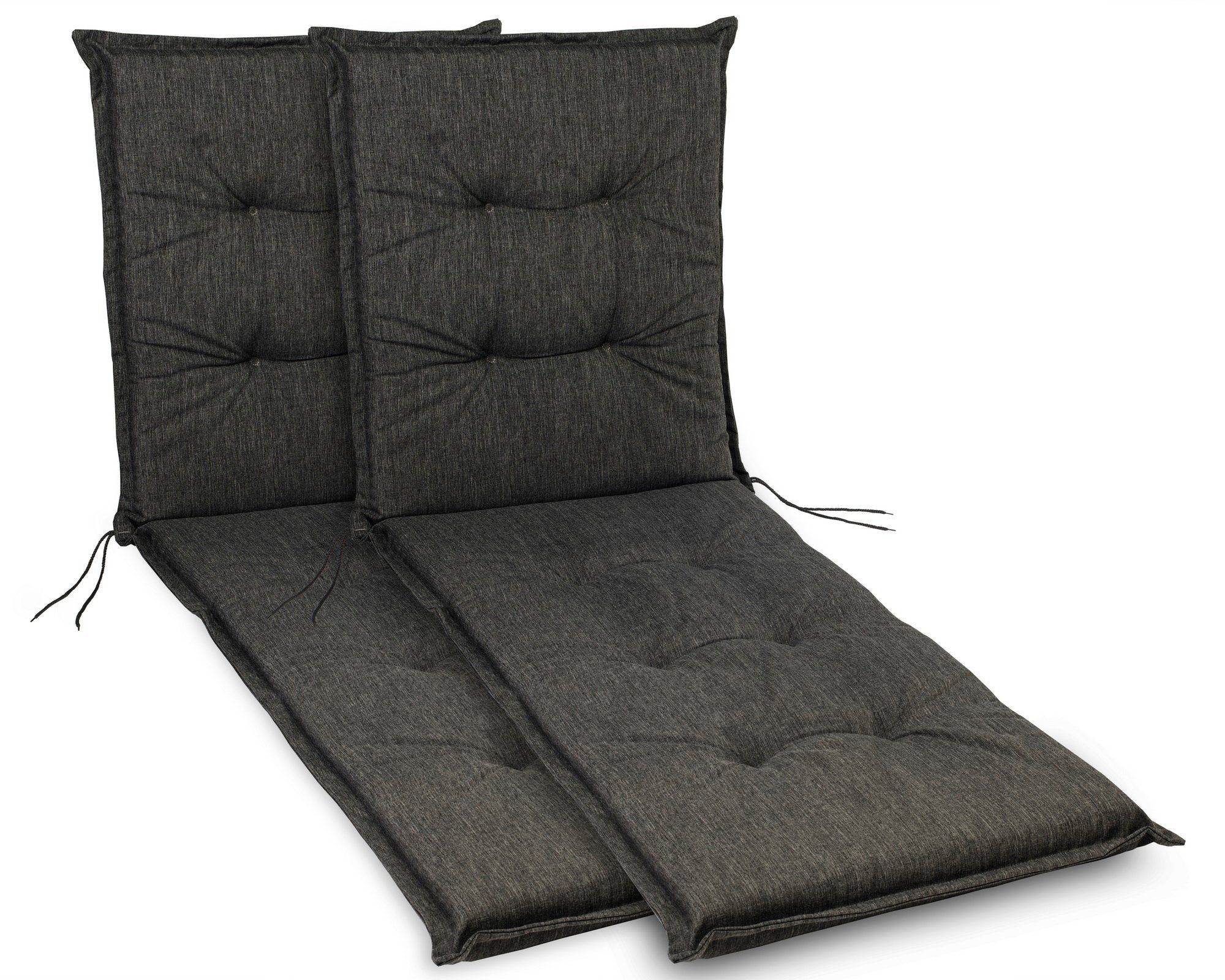 sunnypillow Liegenauflage Polsterauflagen für Gartenliege 190 x 60 x 9cm, 2 Stück Anthrazit UV-Lichtecht
