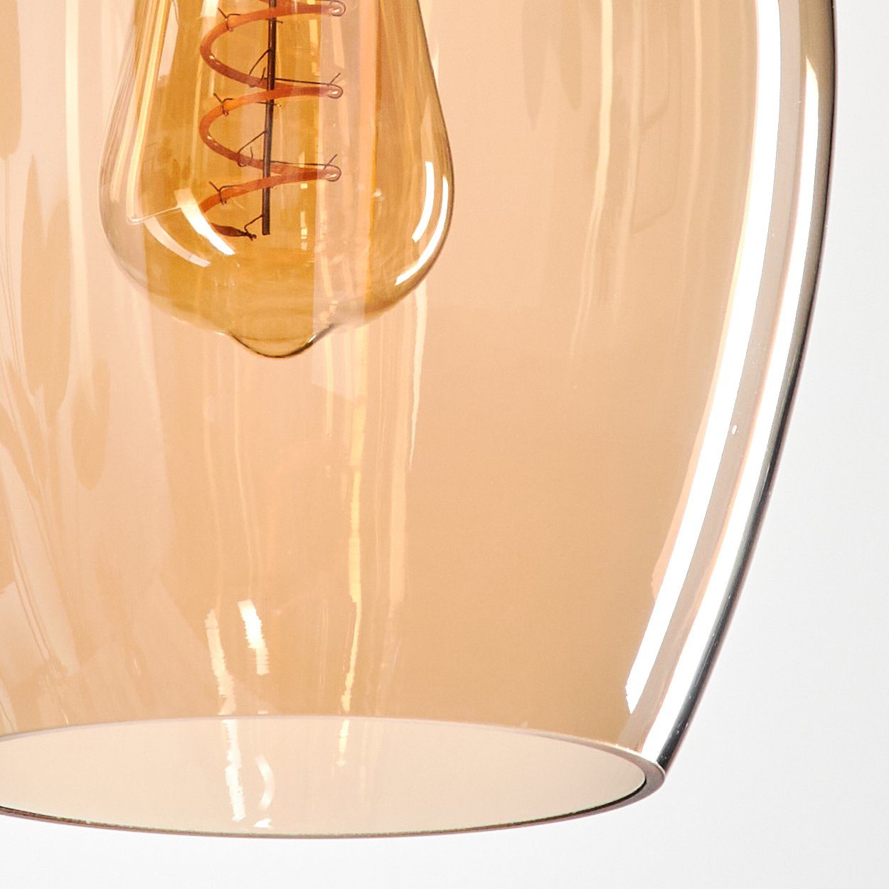 hofstein Pendelleuchte Hängeleuchte Leuchtmittel Ø20cm, im ohne E27, in Glasschirme Design, aus Schwarz/Bernsteinfarben, Metall/Glas Vintage/Retro Leuchtmittel, 3x ohne