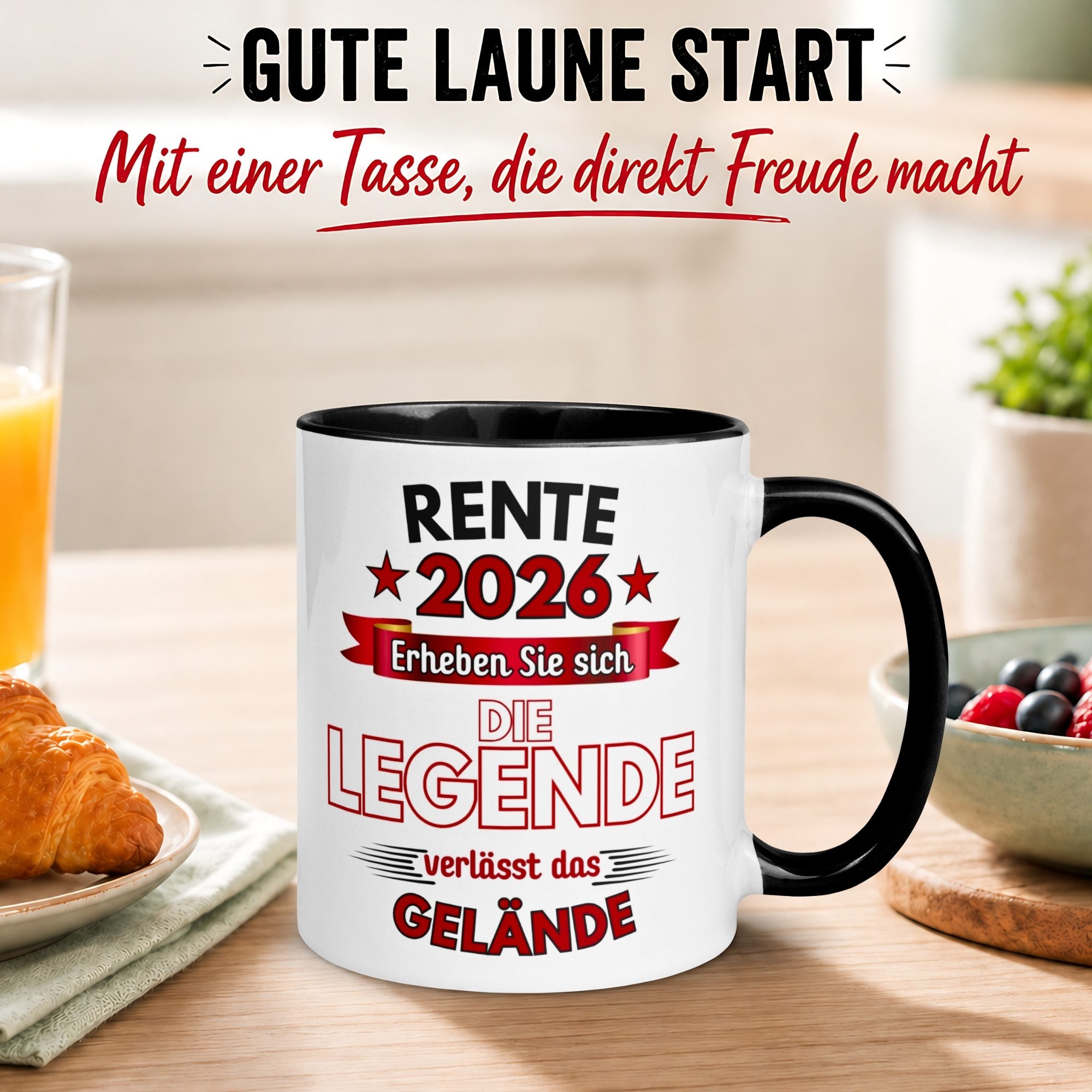 Momentals Tasse Rente – „Legende verlässt Gelände“ – Renteneintritt Geschenk Mann Frau, Gratis Versand · Links-&Rechtshänder · Spülmaschinenfest