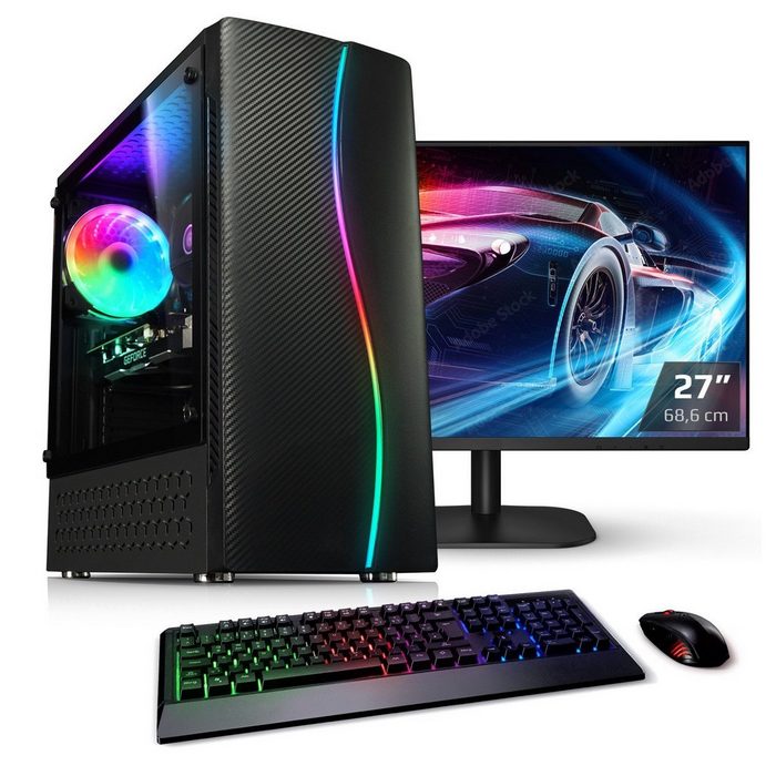 Kiebel Raptor V Gaming-PC-Komplettsystem (27" AMD Ryzen 5 AMD Ryzen 5 5500 RTX 3050 16 GB RAM RGB-Beleuchtung)