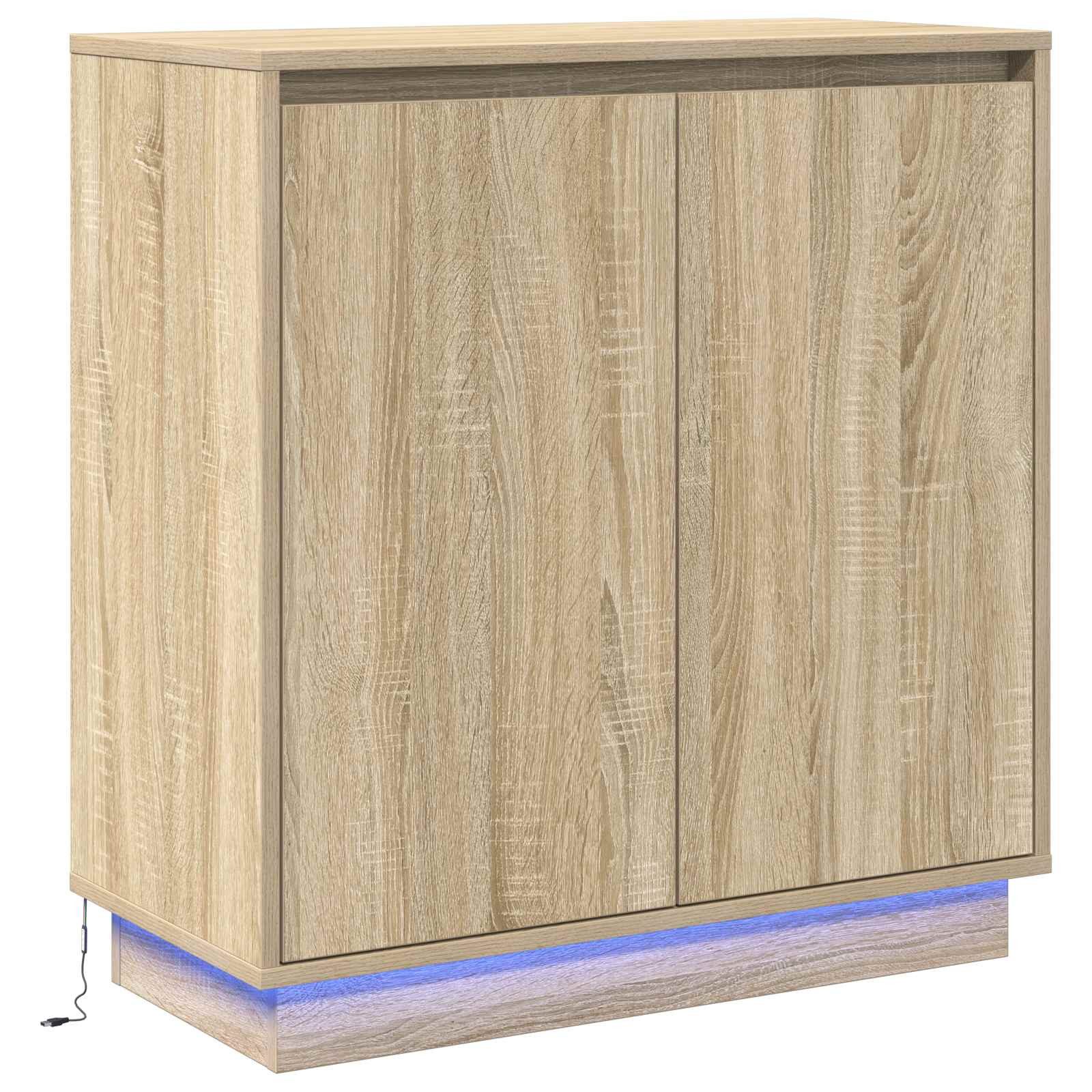 vidaXL Badezimmerspiegelschrank LED-Sideboard Sonoma-Eiche 71 x 34,5 x 75 cm Holzwerkstoff (1-St)