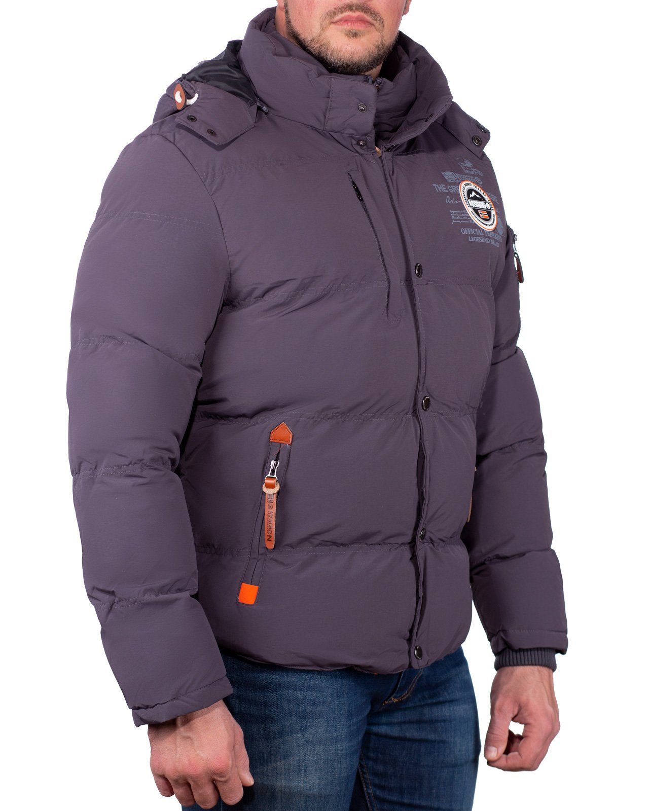 Geographical Norway Winterjacke Herren Outdoor Jacke baverveine Kapuze mit (1-St) dunkelgrau