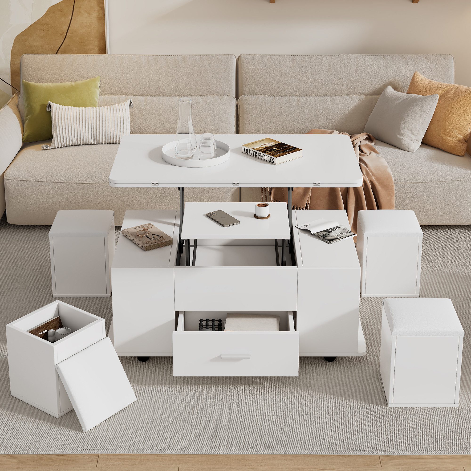OKWISH Couchtisch Anhebbarer Multifunktionstisch (Satztisch, Wohnzimmertisc günstig online kaufen