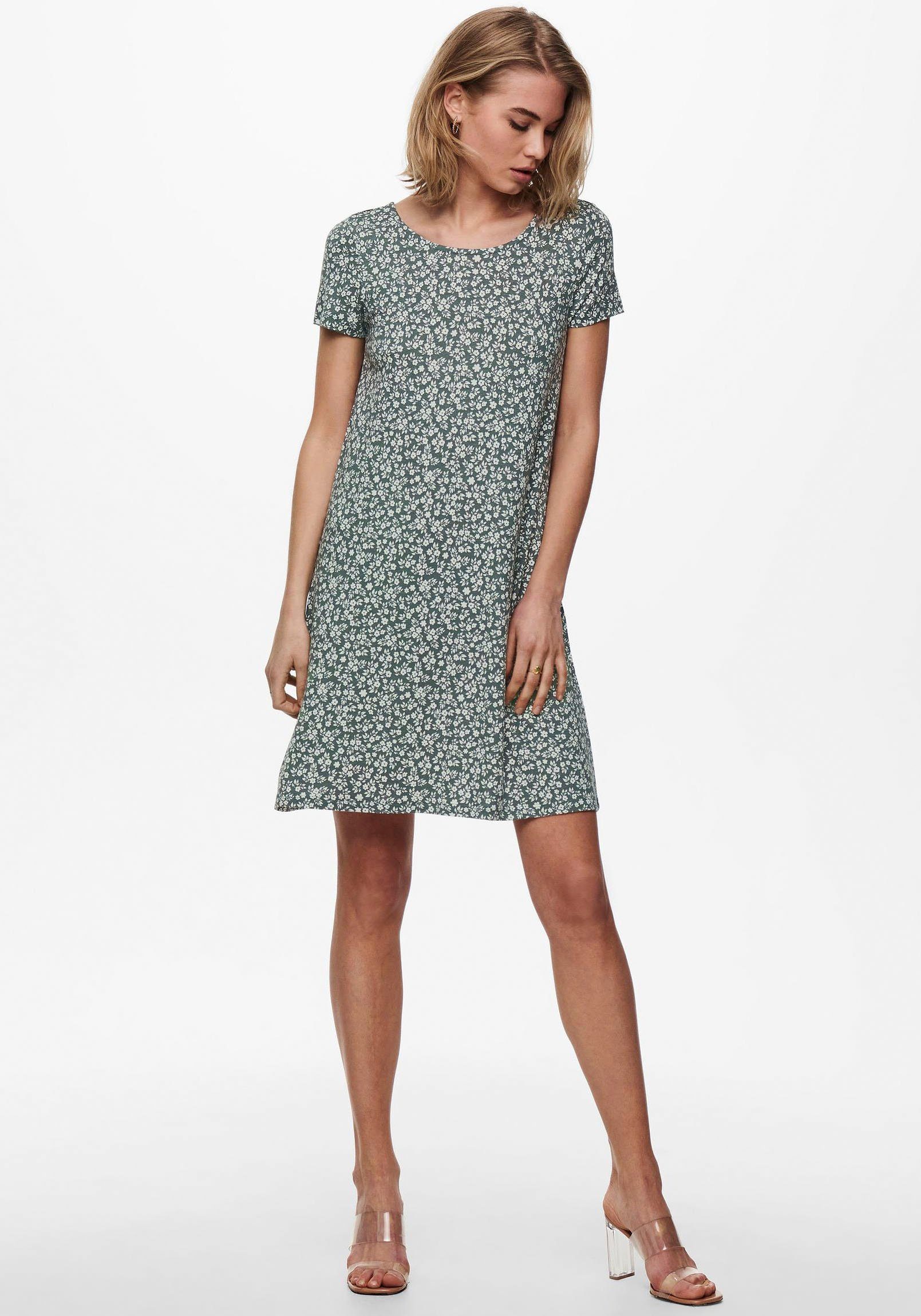 ONLY Minikleid ONLBERA BACK LACE UP S/S DRESS JRS NOOS Viskosemischung, regular fit, Rundhals