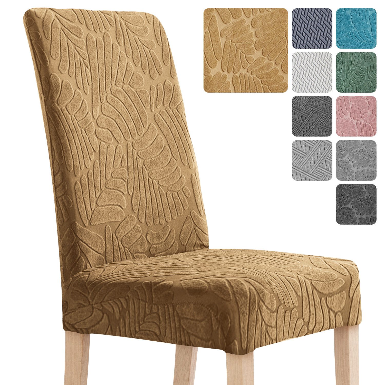 Simloveve Stuhlhusse Stretch Stuhlbezug mit Gummiband Abnehmbar, waschbar, Sitzflächenhusse in gemusterter Dekoration für Bankett,Küche,Party