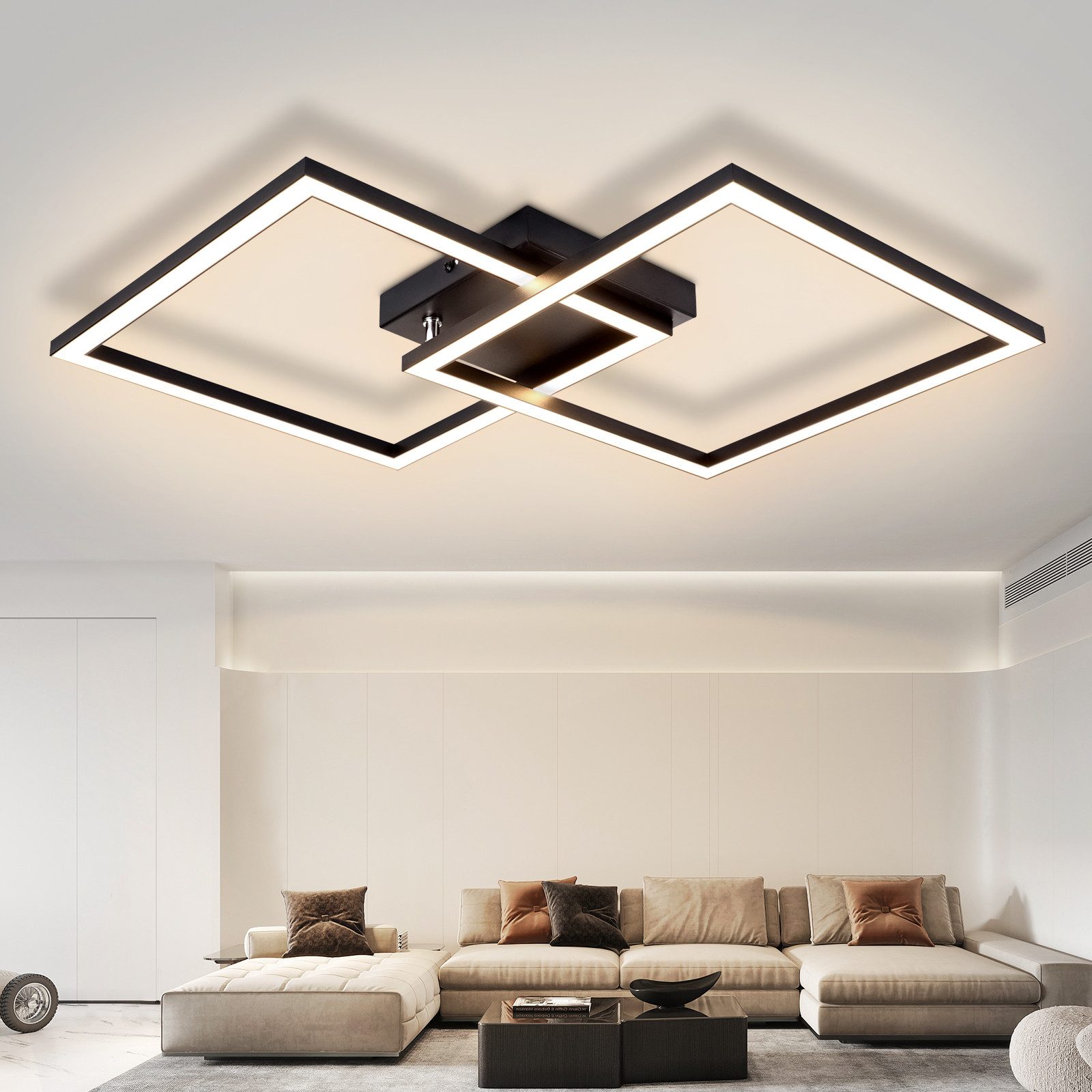 ZMH LED Deckenleuchte Wohnzimmer Schwarz/Weiß Quadratisch günstig online kaufen