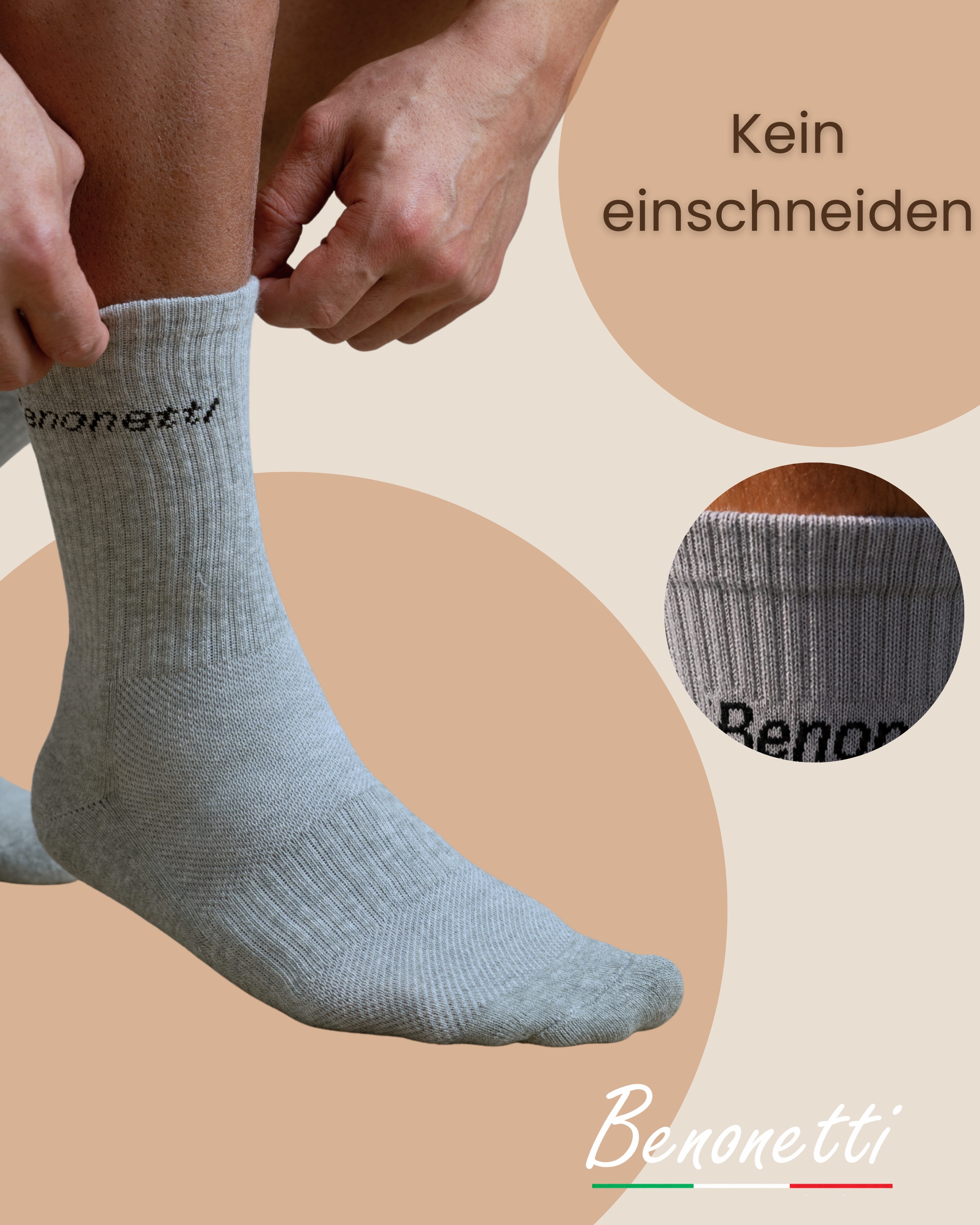 Benonetti Tennissocken für Damen und Herren – Bequeme Sport&Laufsocken (3-Paar) Robust & Langlebig - Optimale Kompression - verursacht keine Blasen