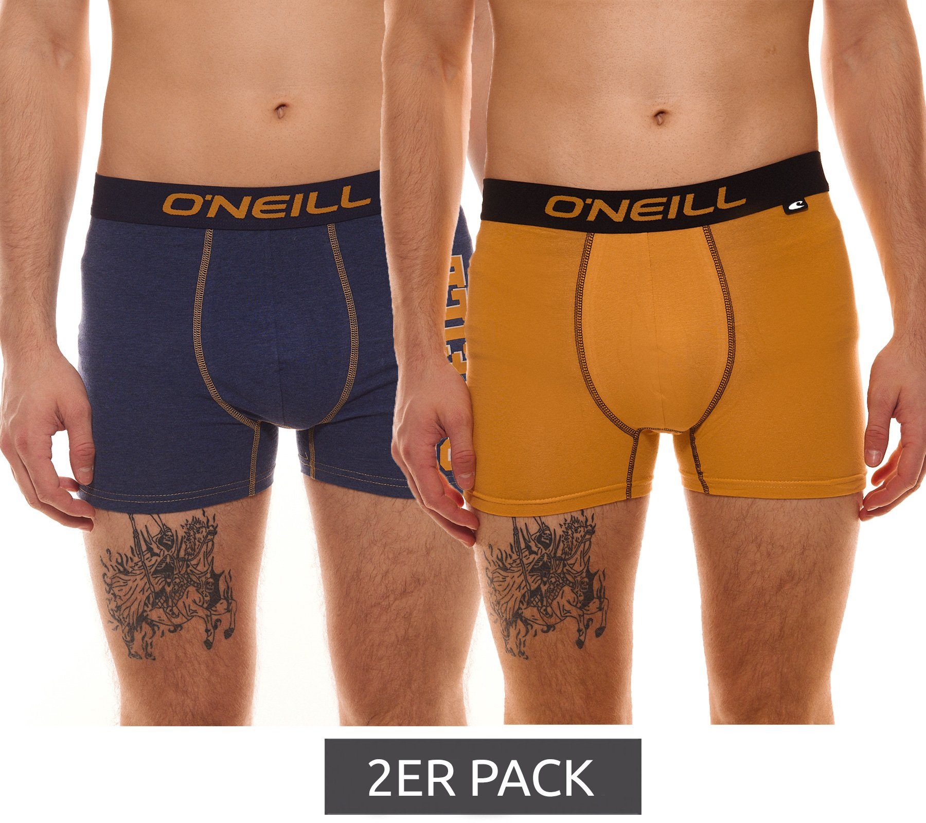 O'Neill Boxershorts 2er Pack O´NEILL Herren Unterwäsche stylische  Boxershorts mit Schriftzug-Print 900712 Unterhose Blau-Gelb