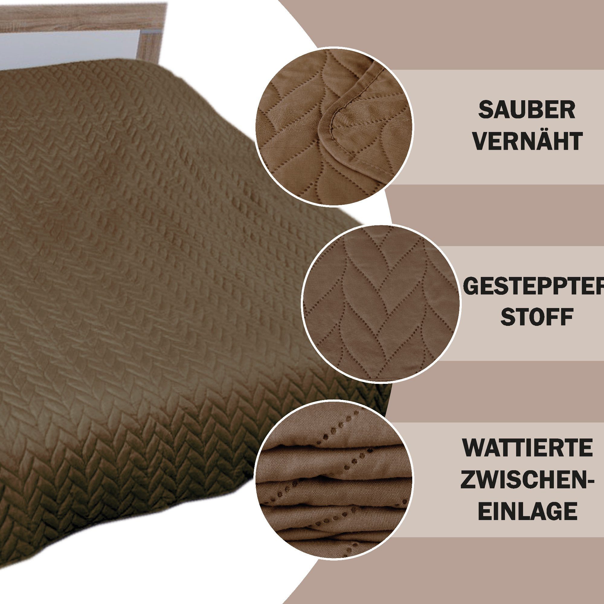 Bestlivings Tagesdecke Bettüberwurf gesteppt, XXL Sofaüberwurf - Sommerdecke gesteppt - Steppdecke, Wendedecke – Bild 4 von 5