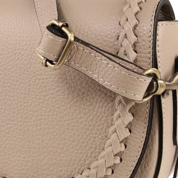 Toscanto Schultertasche Toscanto Tasche taupe, beige (Schultertasche), Damen Schultertasche, Umhängetasche Leder, taupe beige, Größe ca. 21cm