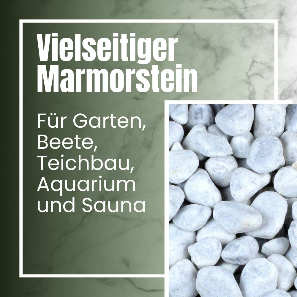 GarPet Kieselsteine Kieselsteine Garten Zierkies Weiß 25 kg Aquarium Kies Carrara Marmor