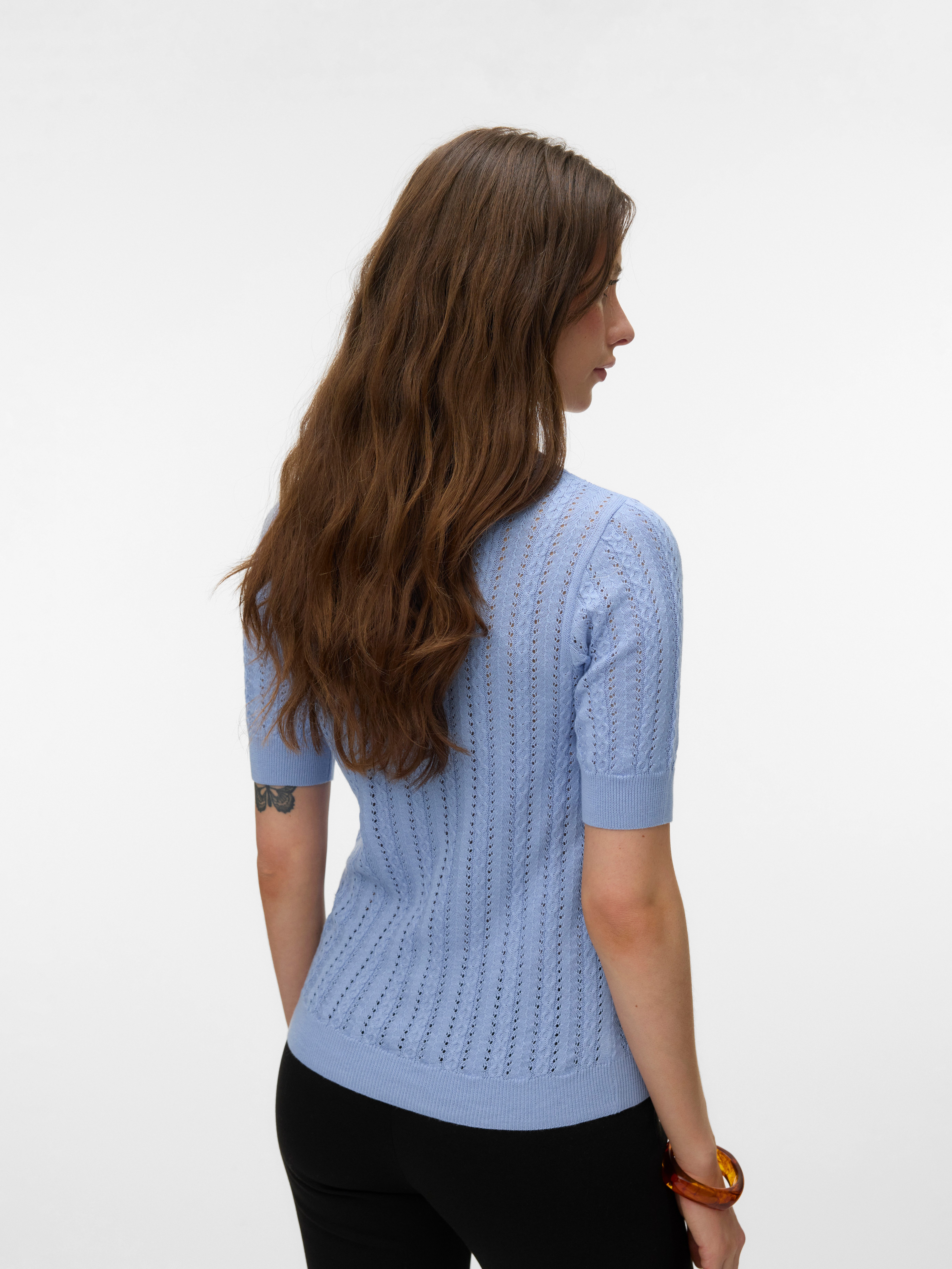 Vero Moda Kurzarmpullover VMMORENA 2/4 O-NECK PULLOVER GA BOO REP mit Struk günstig online kaufen