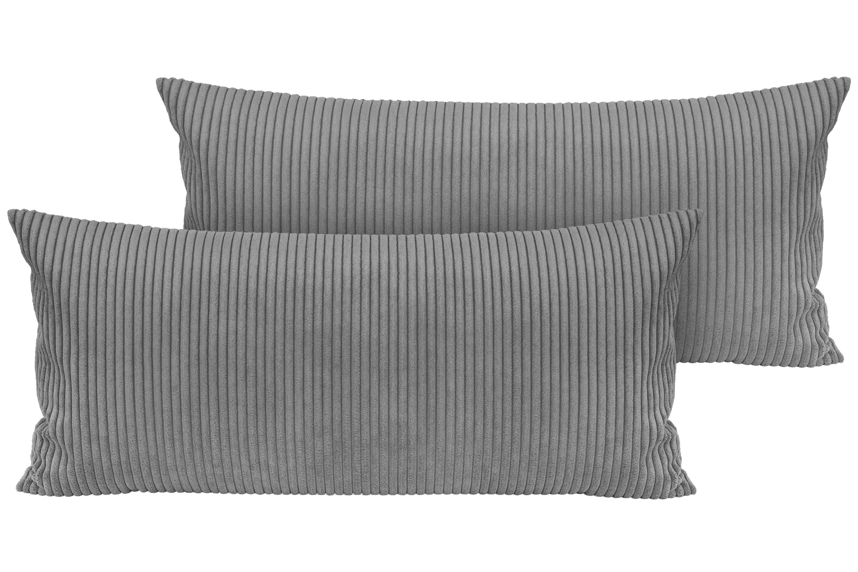 Amilian Dekokissen 40x80 cm 2er Set mit Füllung – Cord-Optik Sofakissen, mit Füllung und Bezug, formstabil, Hotelverschluss