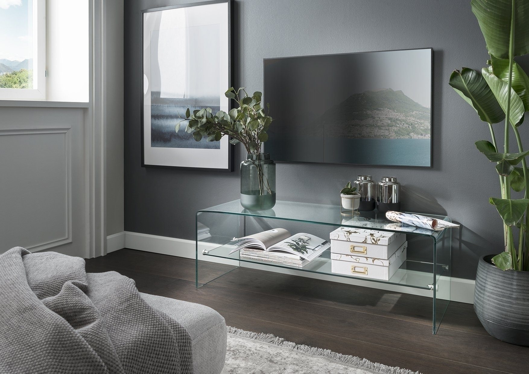 Concept GmbH TV-Regal in Klarglas, Glas - 110x38x60cm (BxHxT)