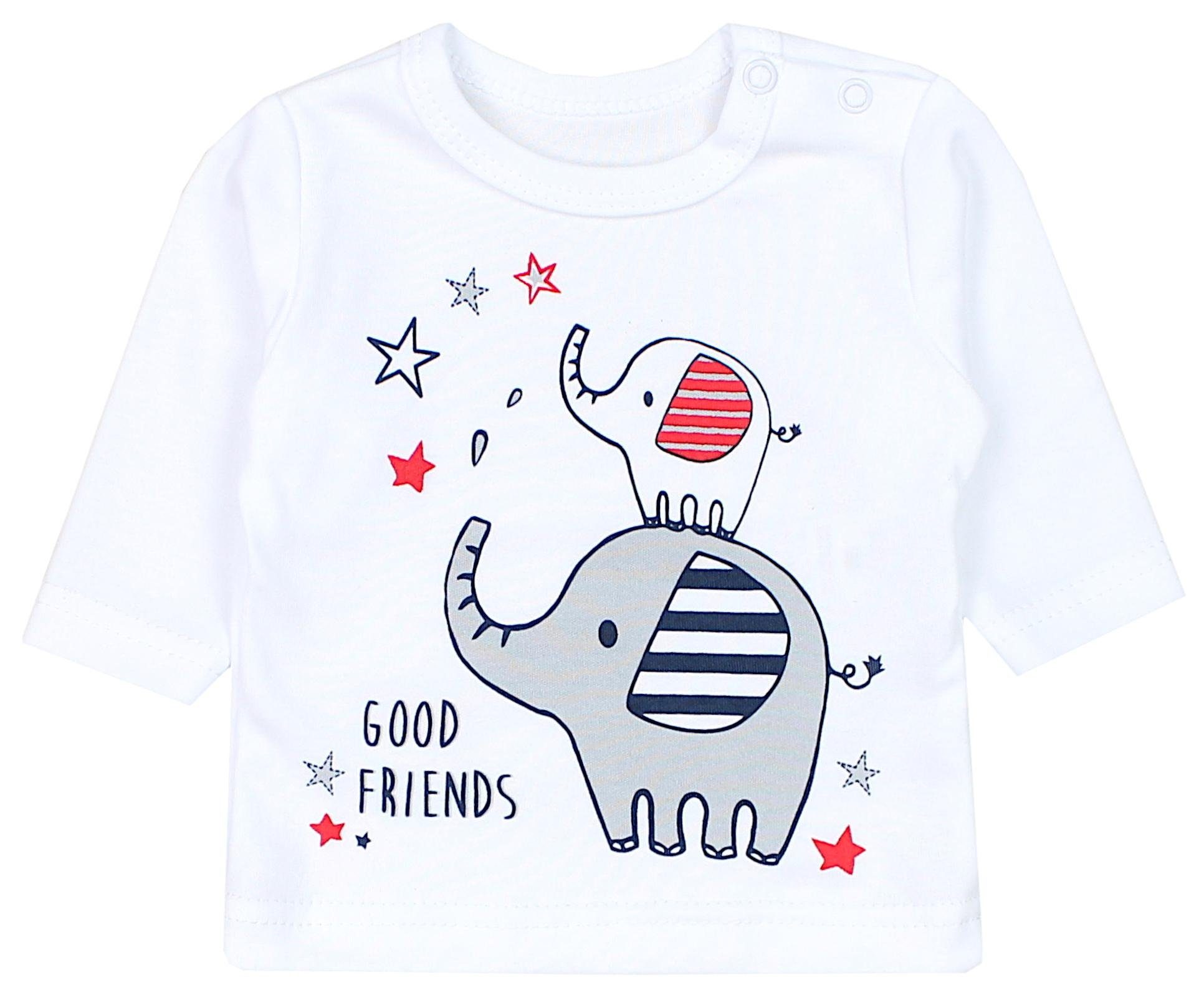 3er Baby Beige TupTam Rundhalsshirt Set Aufdruck Langarmshirt Giraffe Unisex Elefant Weiß Kaninchen Grau TupTam Spruch mit