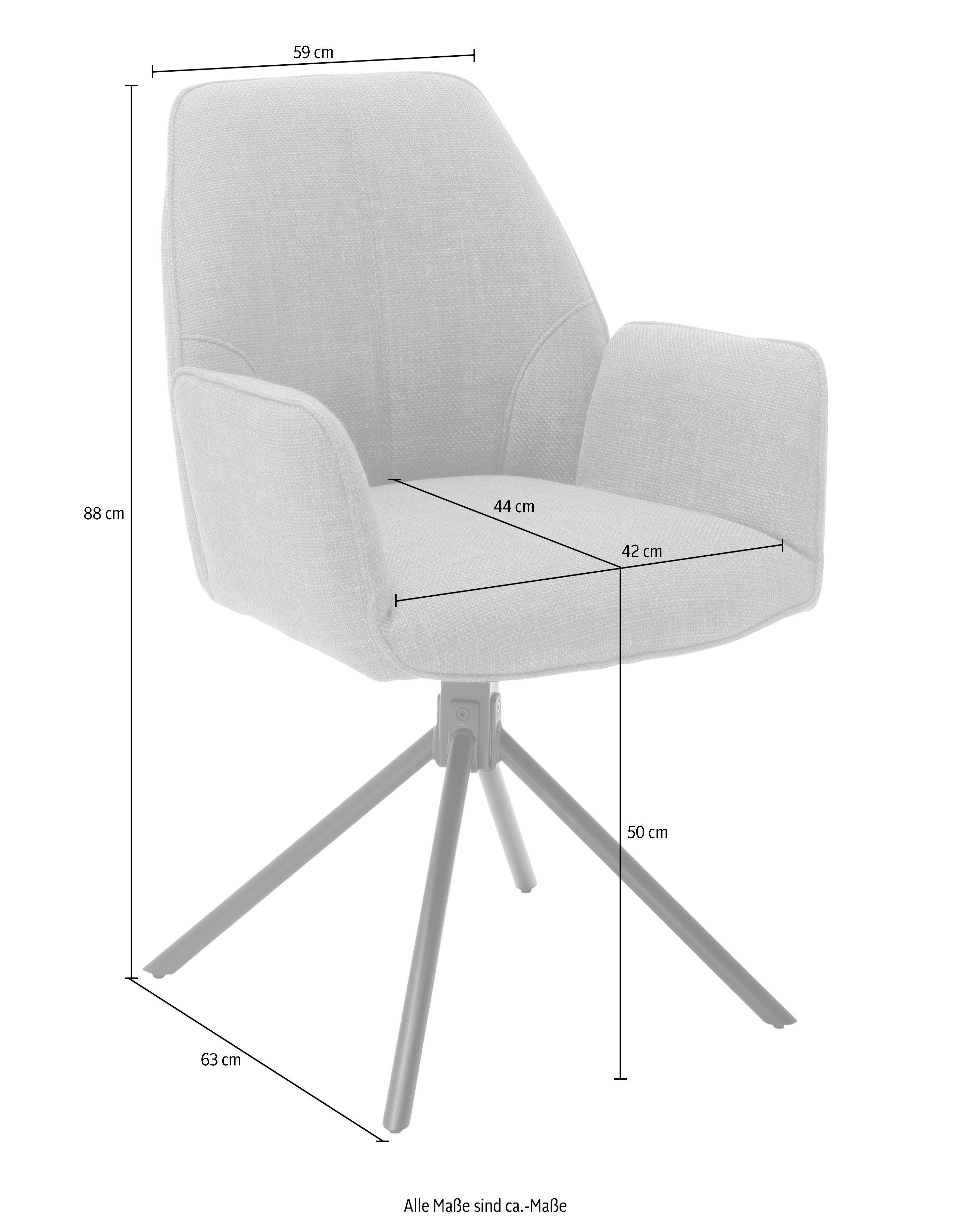 MCA furniture 4-Fußstuhl Pemba (Set, 180°drehabr 2 Nivellierung, belastbar | kg bis 120 mit Cappuccino 2er-Set, St), Cappuccino Stuhl