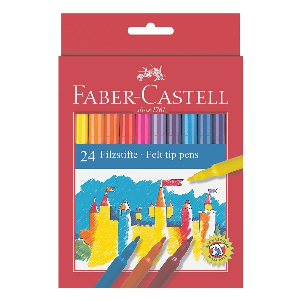 Faber-Castell Filzstift farbsortiert, (24-tlg), mit feiner Rundspitze