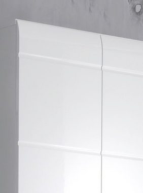 trendteam Hochschrank Skin (Mehrzweckschrank in weiß Hochglanz, 4-türig, ca. 60 x 182 cm) 2 Schubladen und 10 Fächer