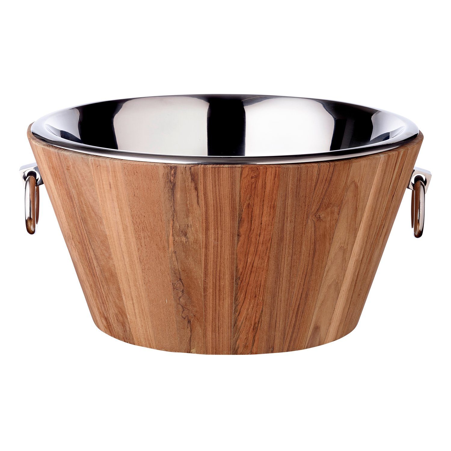 EDZARD Sektkühler Santiago, Ø 46 cm, Teakholz, Edelstahl, Kühler für bis zu 5 Flaschen