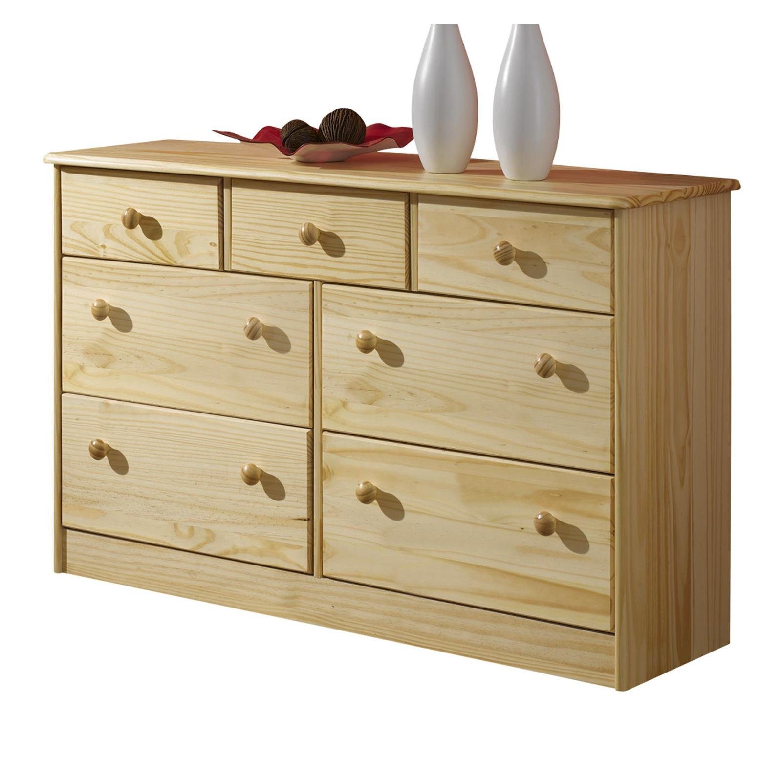 IDIMEX Kommode RONDO, Sideboard Anrichte 7 Schubladen Möbel Holz Kiefer massiv Landhaus