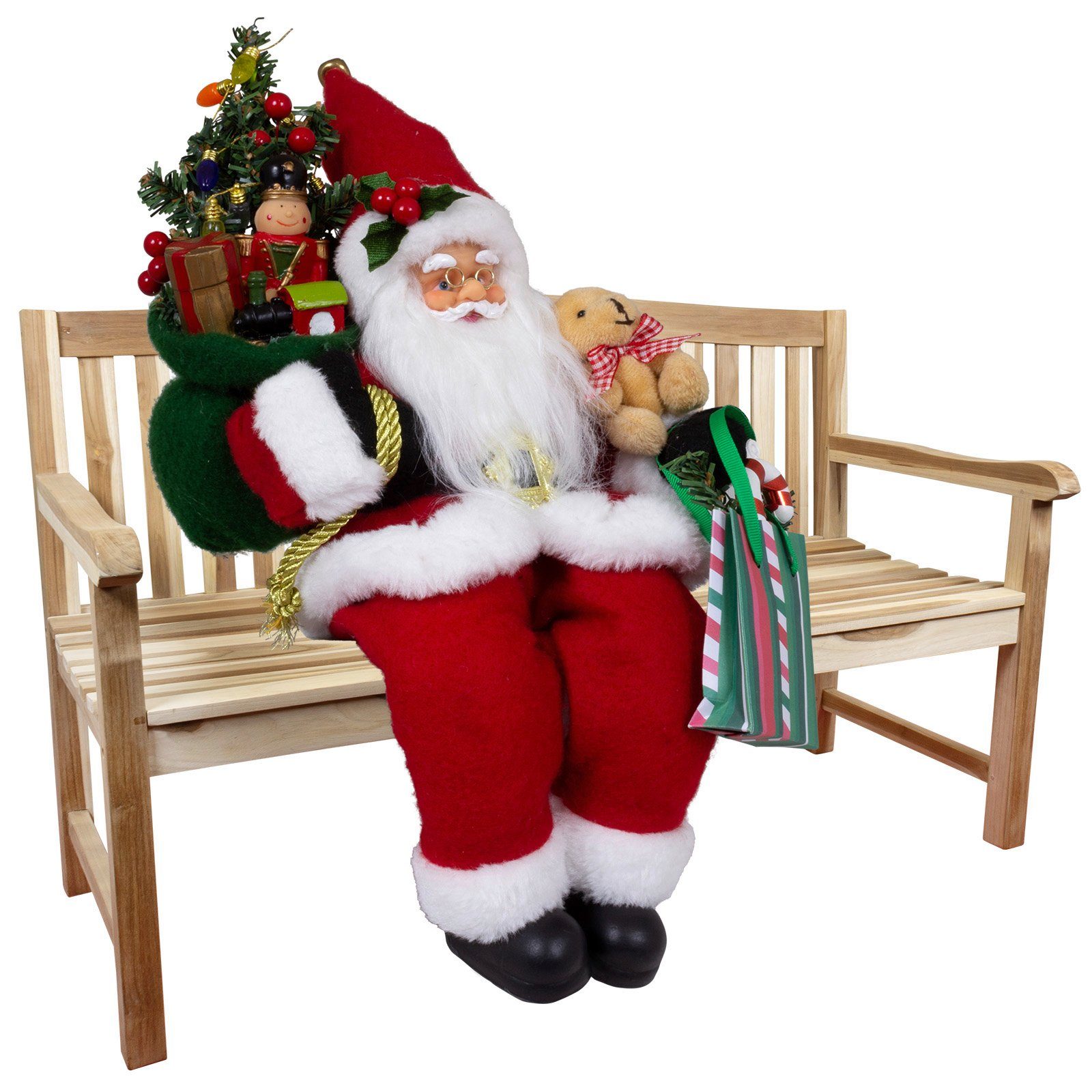 Christmas Paradise Weihnachtsmann Kjell 45cm / 30cm, sitzend (Dekofigur rot, 1 St., Weihnachtsdeko), Kantenhocker zum Hinsetzen
