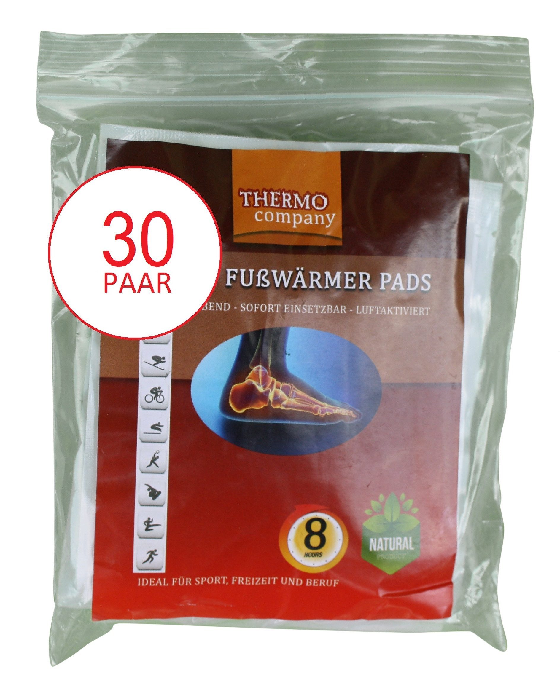 THERMO company Wärmepad Fußwärmer Pads, Zehenwärmer Pads, Wärmepads Füße selbstklebend, Größe 7 x 9,5cm, bis zu 8 Stunden Wärme