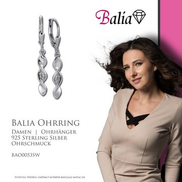 Balia Paar Ohrhänger Balia Damen Ohrringe 925 Silber poliert (Ohrhänger), Damen Ohrhänger Swirl aus 925 Sterling Silber, Farbe: weiß, silber