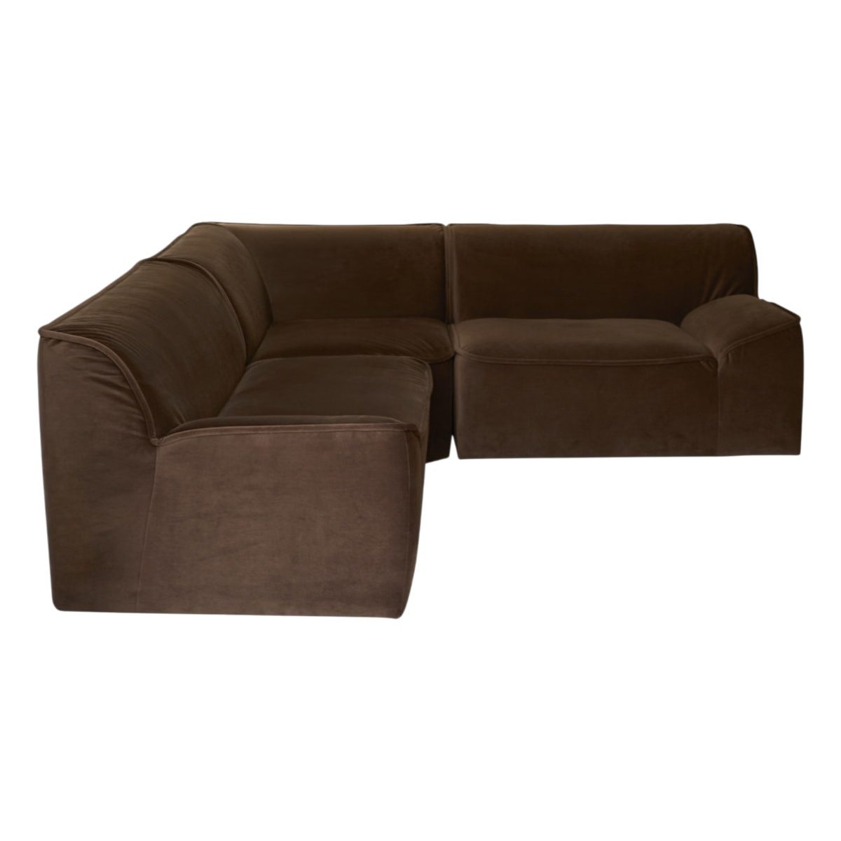 Tikamoon Sofa Quinto - Modulares Ecksofa aus braunem Stoff, 3 Sitzer