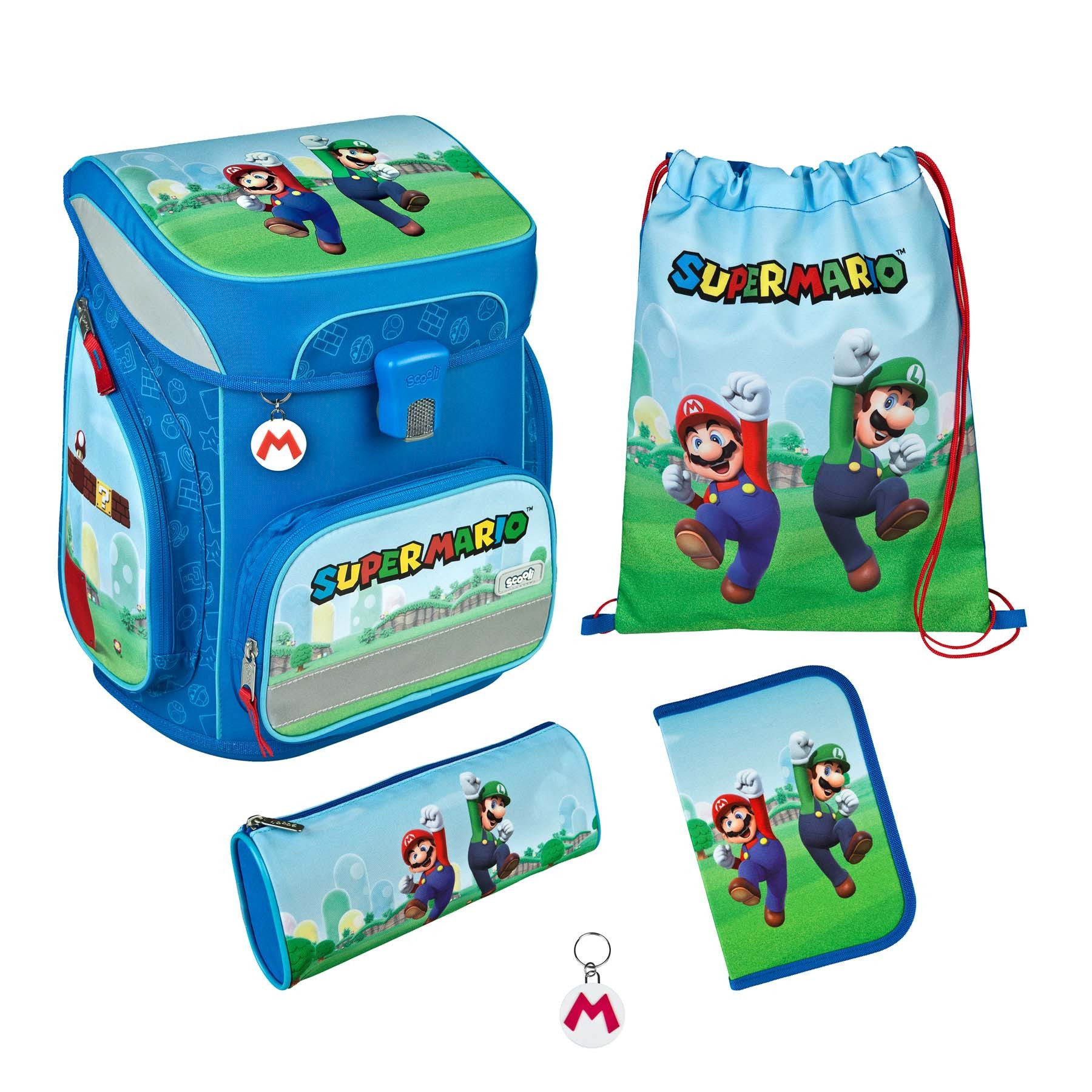 UNDERCOVER Schulranzen Undercover CLOU Schulranzen Set, 5-teilig Super Mario