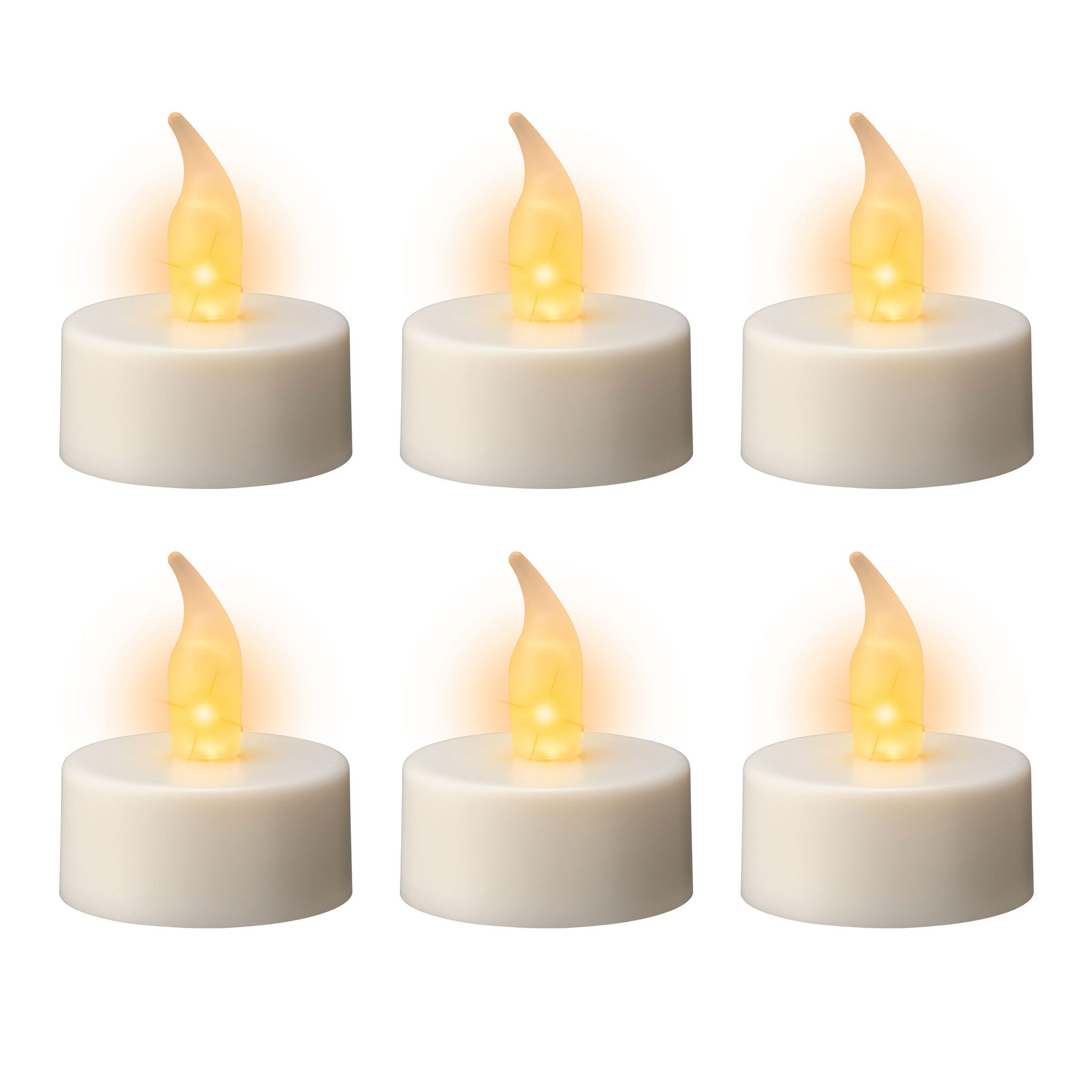 Lumineo LED-Kerze, LED Teelichter 1,7cm Kunststoff 6er Set Weiß / Warmweiß günstig online kaufen