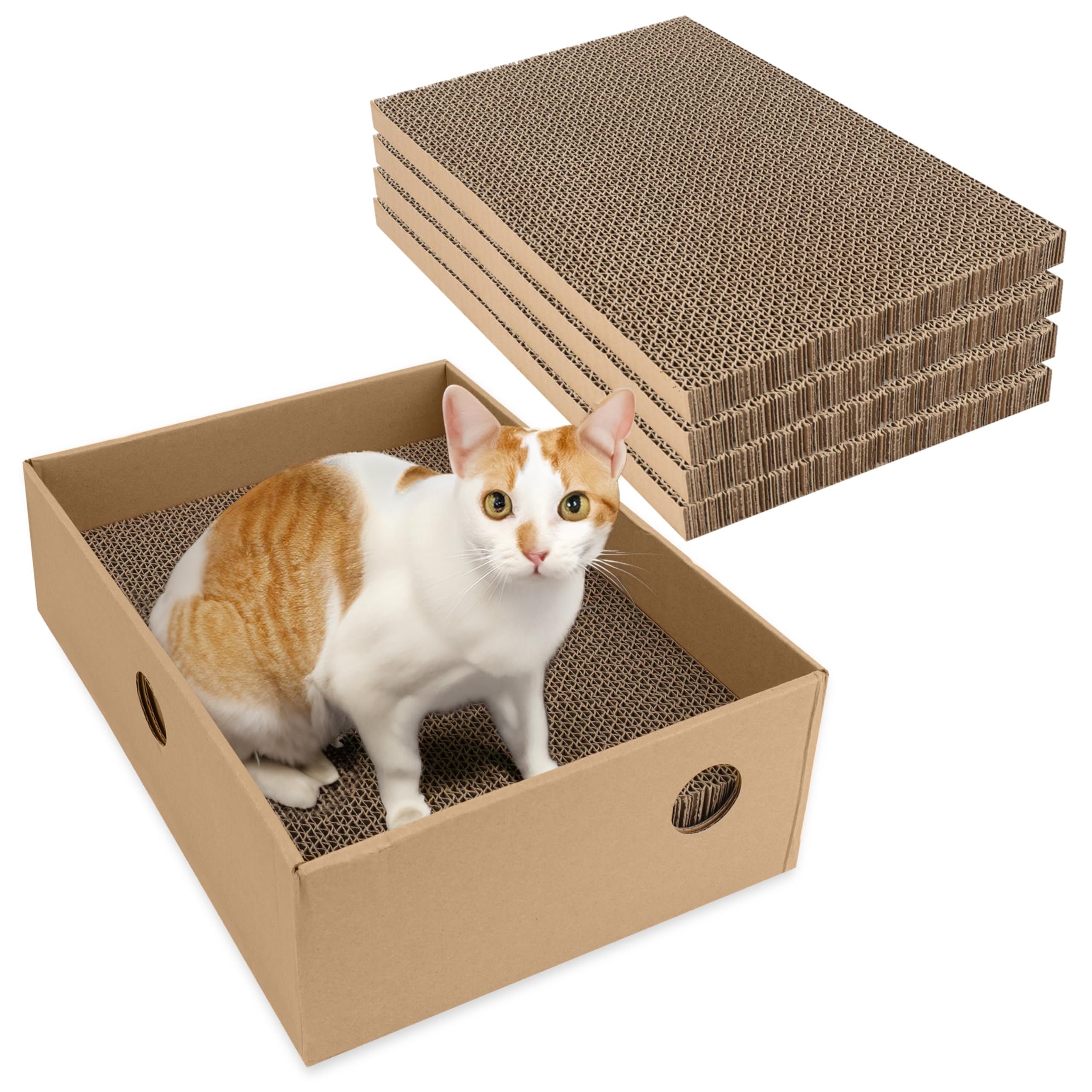 Belle Vous Dekoobjekt Belle Vous 5er Pack Kratzpappe für Katzen mit Liegebox - 24 x 33 cm