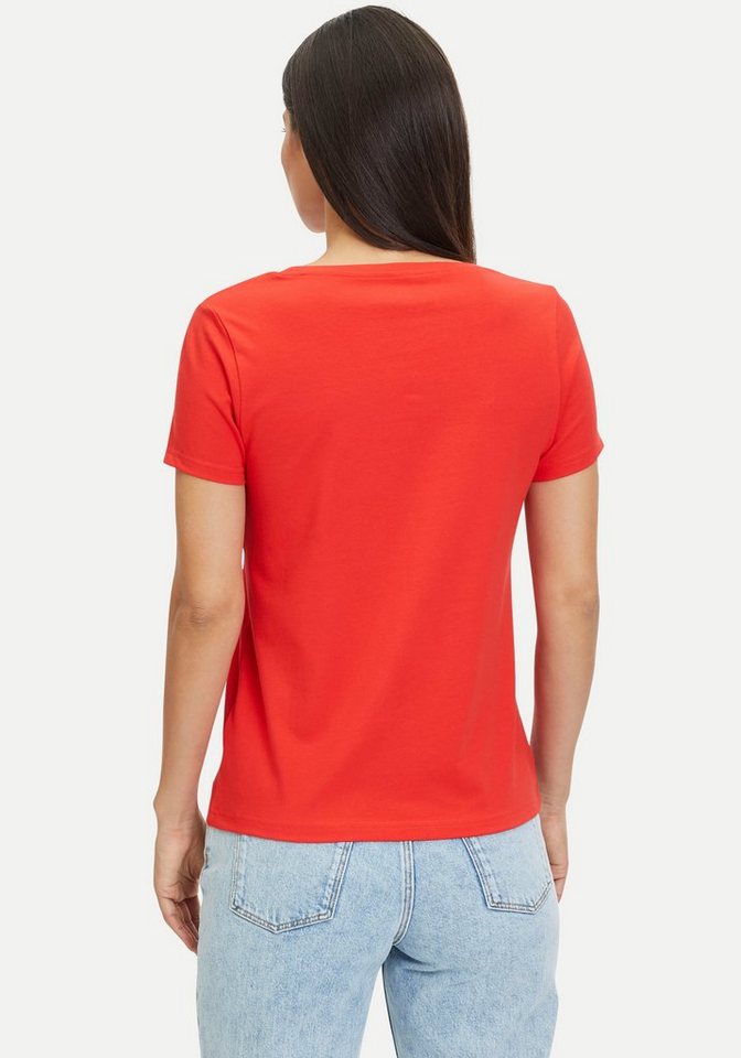 Tamaris T-Shirt mit Rundhalsausschnitt - NEUE KOLLEKTION, Elastische  Baumwollmischung