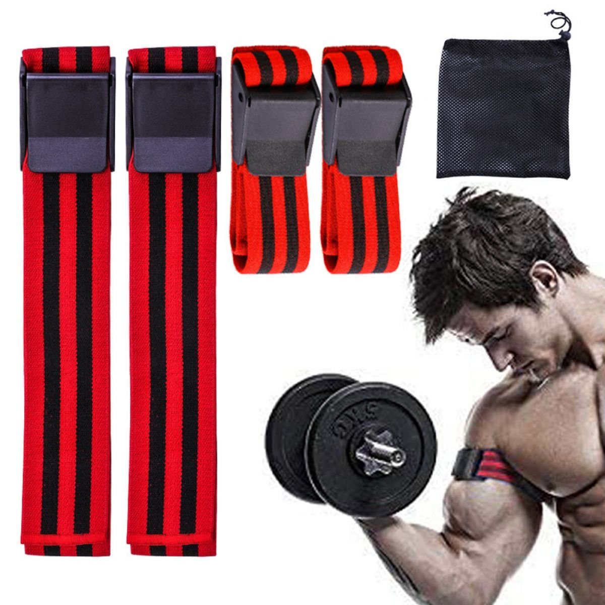 Juoungle Hantel-Set Occlusion Training Bands, Blood Flow Restriction Bands Rot
