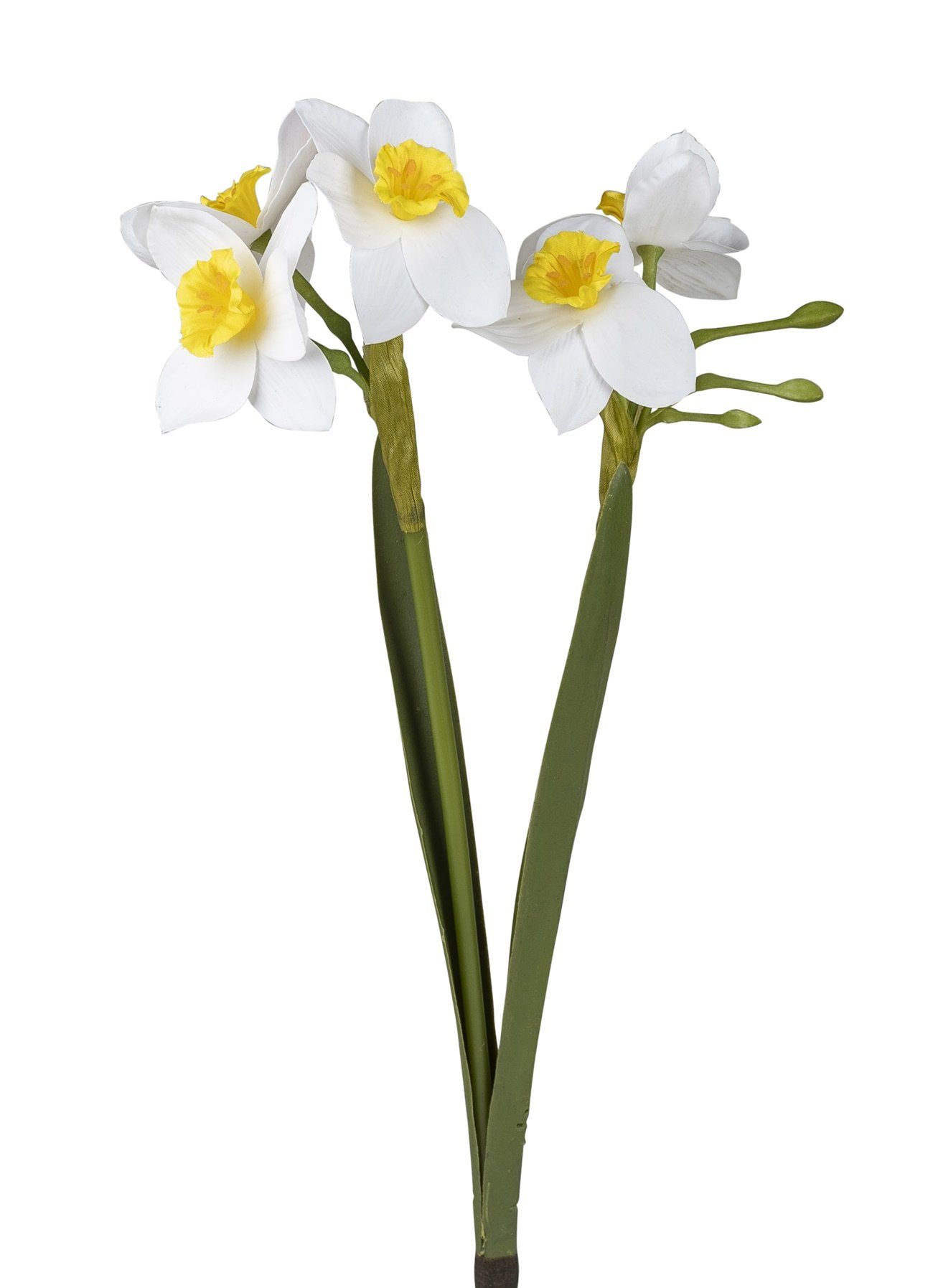 Kunstblume dekojohnson, weiß blühende 40 40cm cm Kunstpflanze, Höhe Narzissen gelb künstlicher