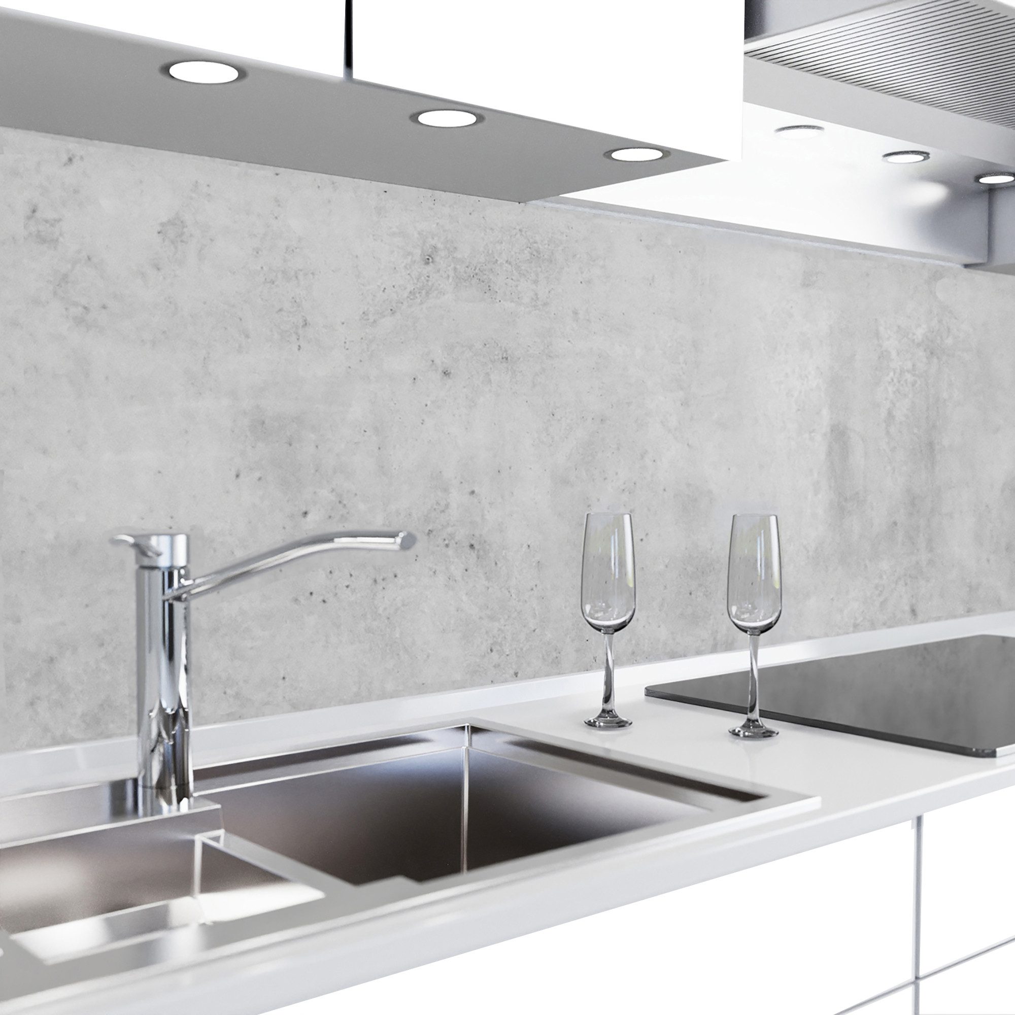 danario Küchenrückwand Folie selbstklebend - Matt - Spritzschutz Küche - versteift & robust