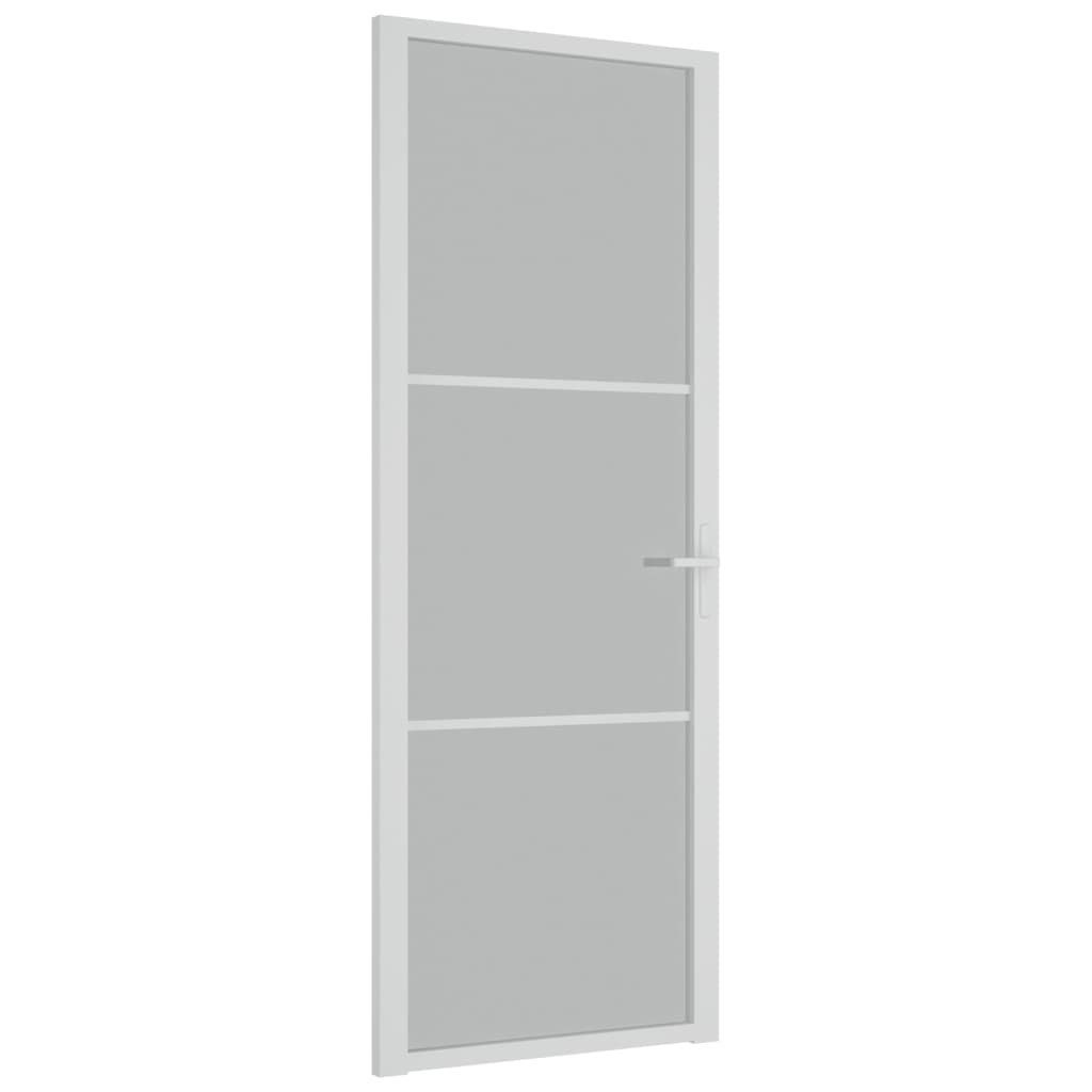 vidaXL Zimmertür 76 x 2015 cm Innentür 76x201,5 cm Weiß Mattglas und Aluminium Zimmertü