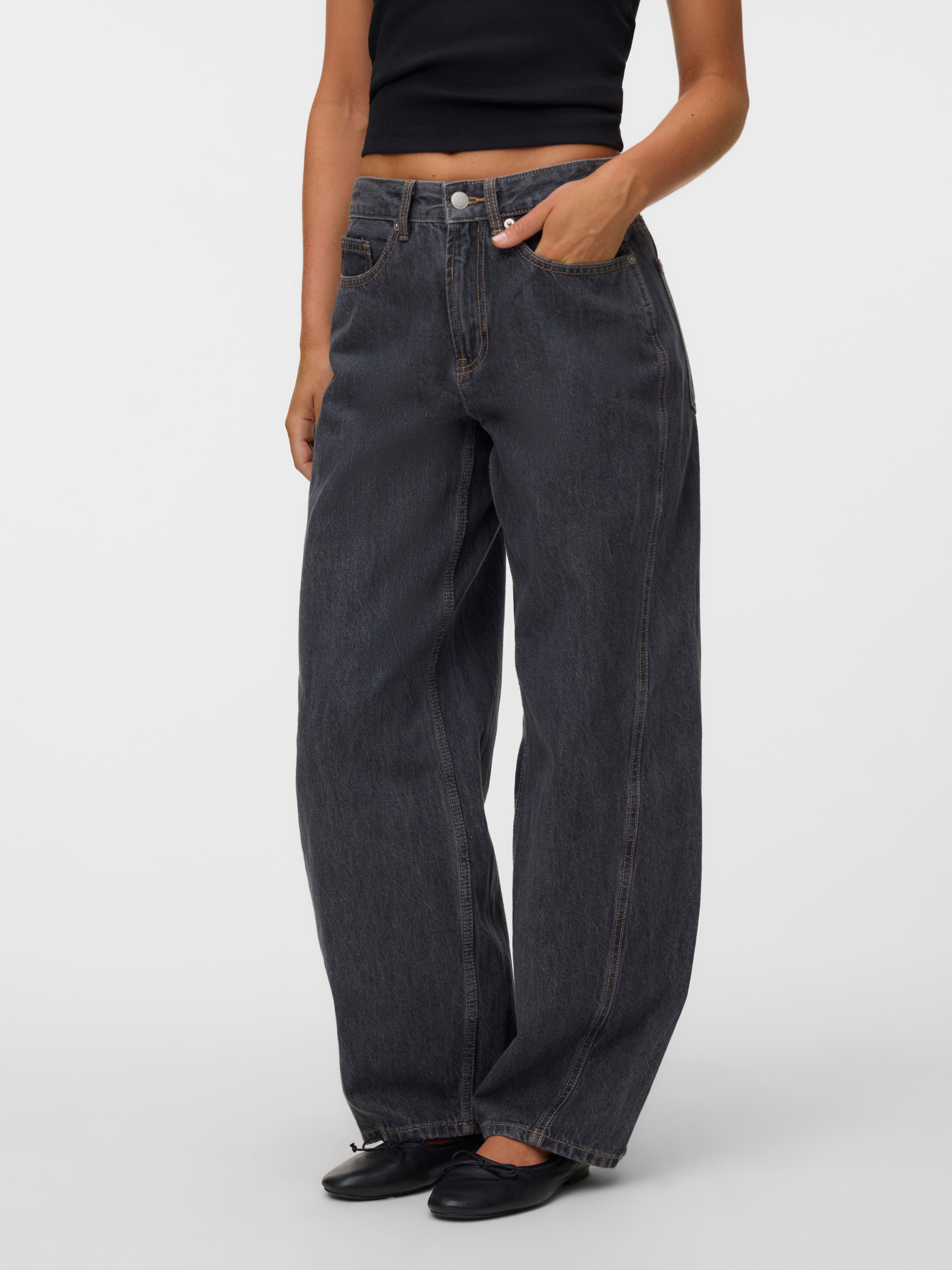 Vero Moda Weite Jeans VMZOE MR BARREL DNM JEANS LI223 NOOS Baumwolle, mid waist, loose fit