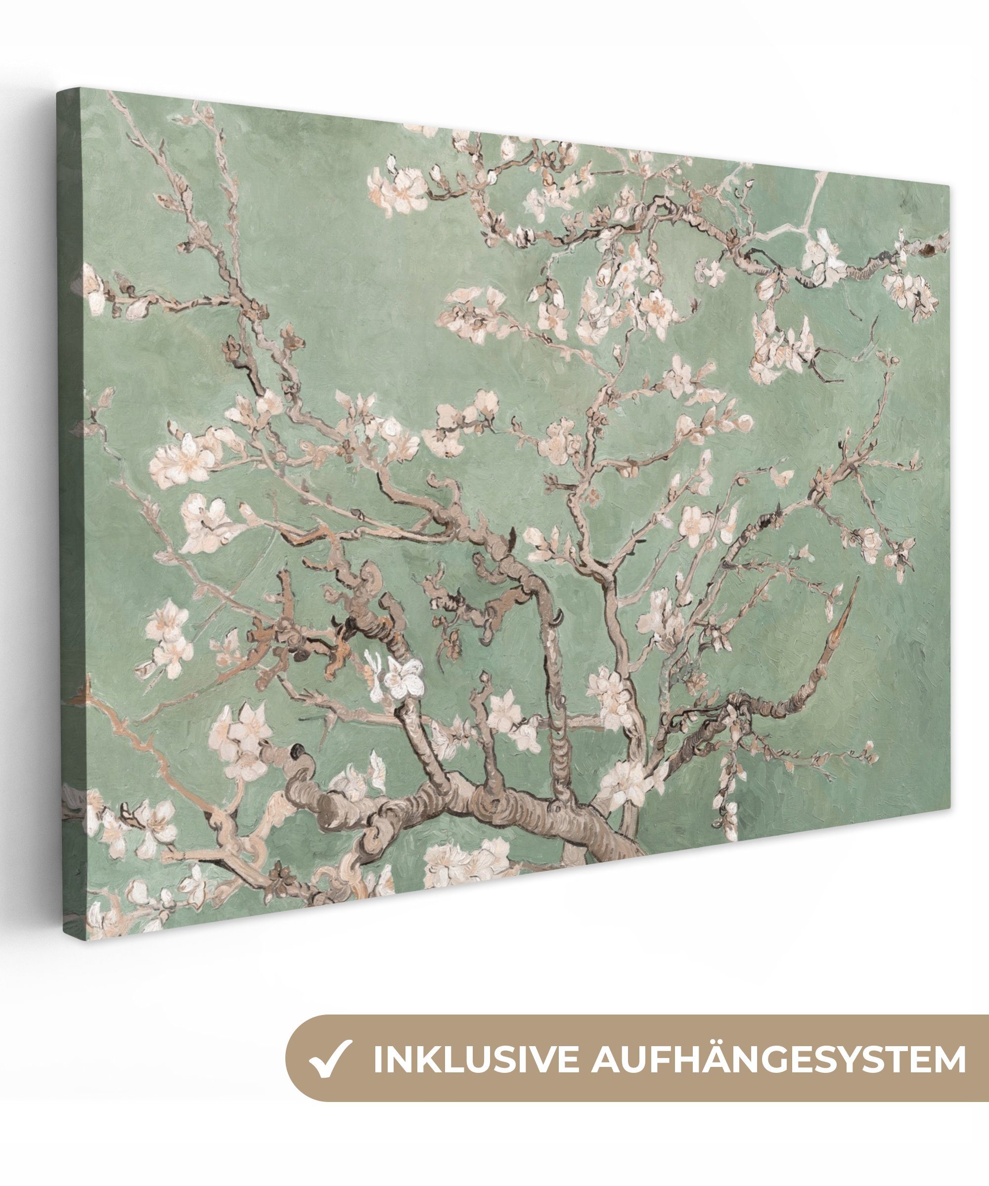Leinwandbild Mandelblüte - Kunst - Van Gogh - Grün