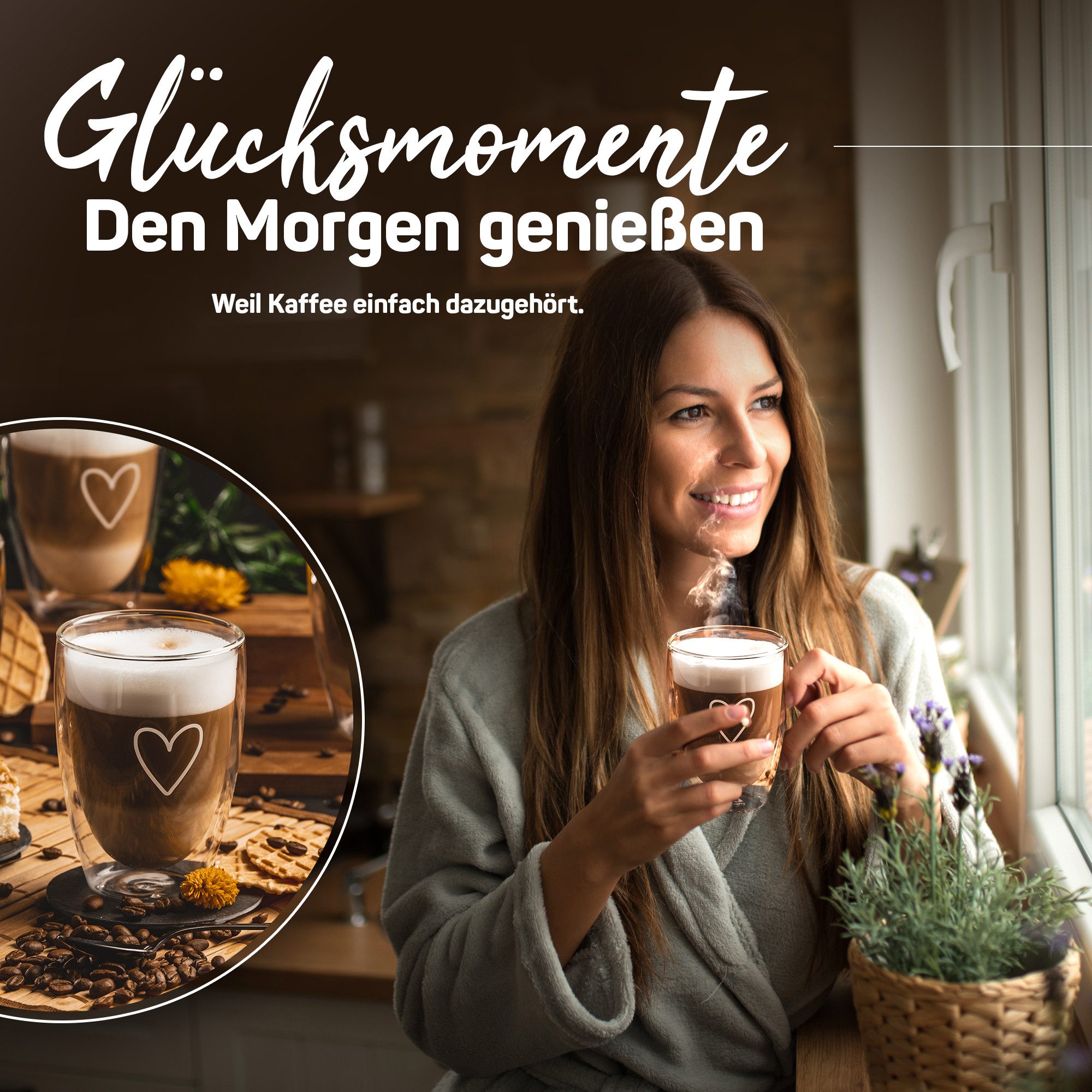 ElbFuchs Latte-Macchiato-Glas Paris, 350 ml, Borosilikatglas, 2-tlg., Doppelwandiger Thermoeffekt