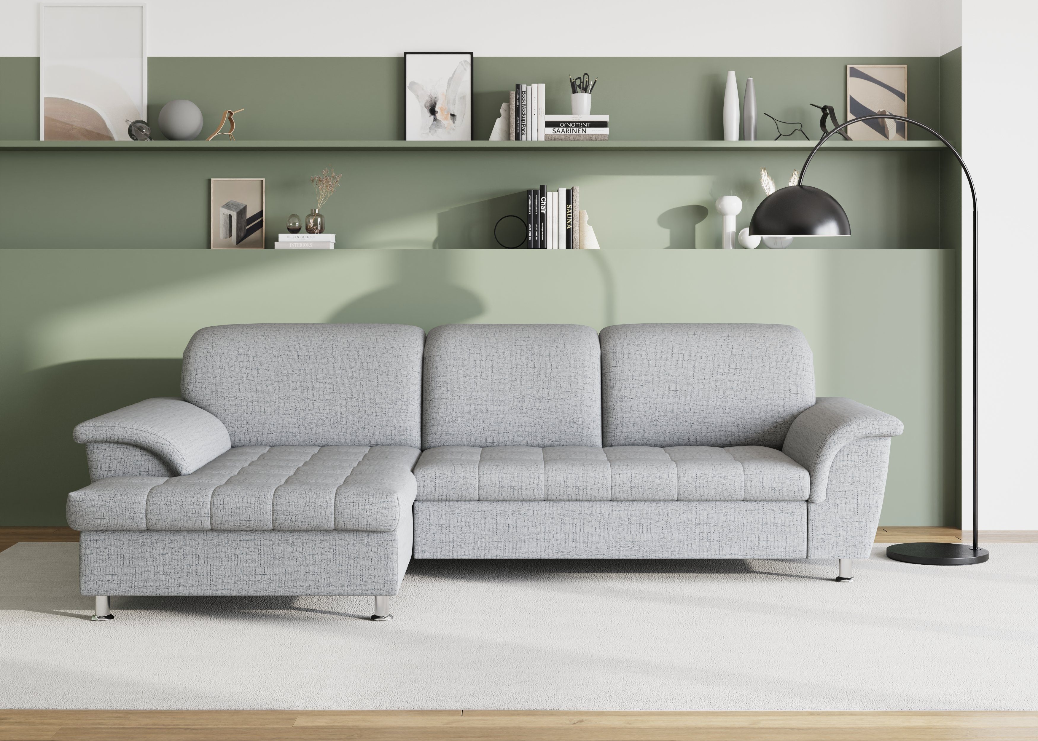 DOMO collection Ecksofa Franzi, wahlweise mit Bettfunktion, Bettkasten und Kopfteilverstellung | Ecksofas