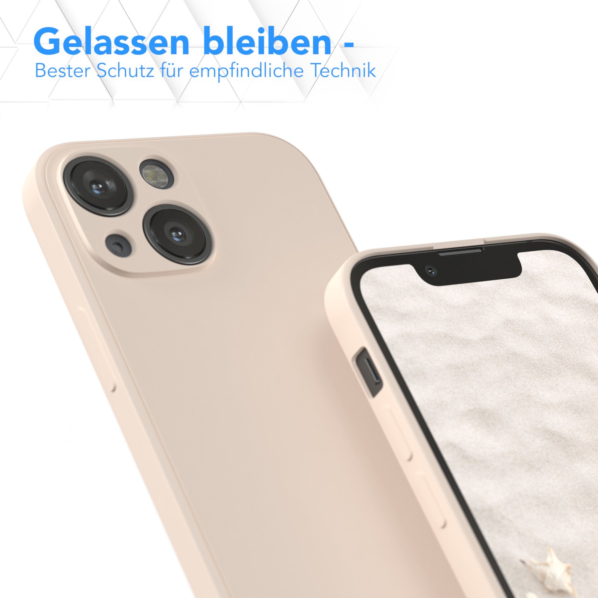 EAZY CASE Handyhülle für Apple iPhone 13 Mini Hülle Silikon 5,4 Zoll, Bumper Case Matt Slimcover Silikonschutzhülle elastisch Taupe / Beige – Bild 4 von 5