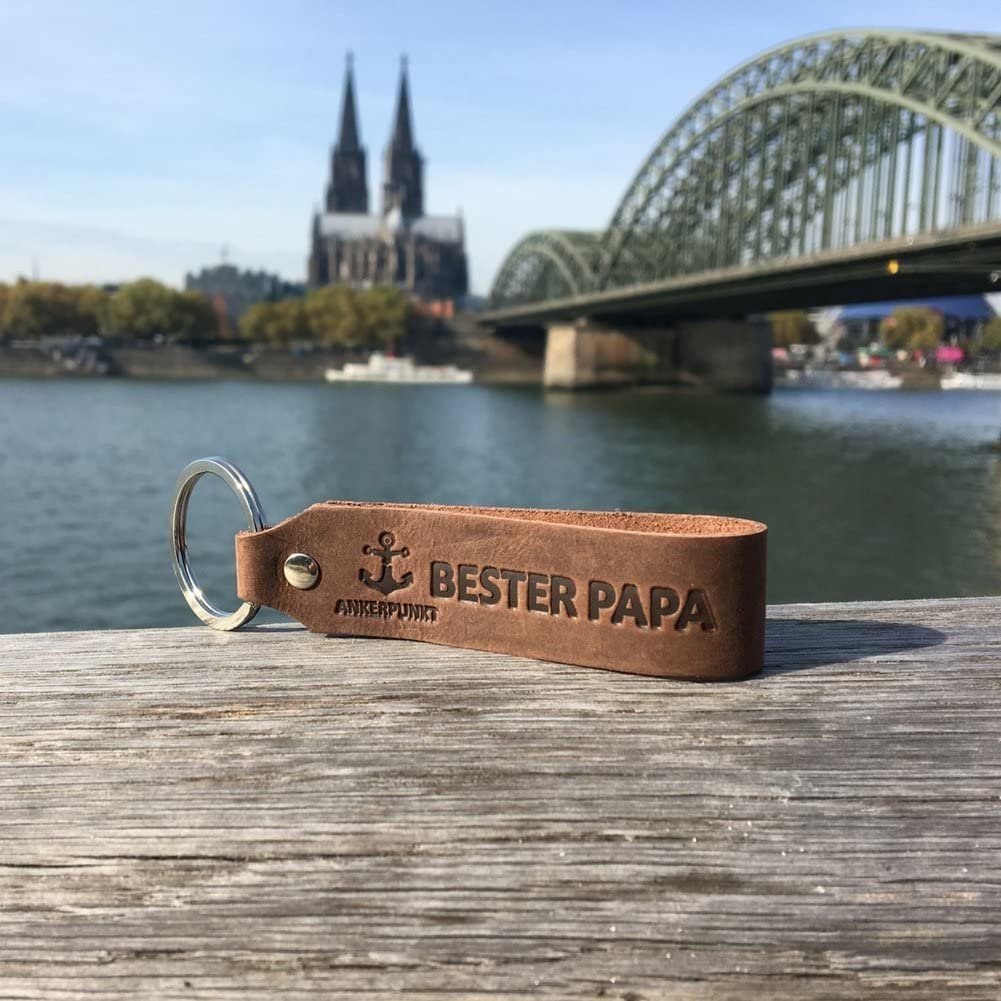 in Schlüsselanhänger Bester (Vatertagsgeschenk Papa Gravur Geburtstag, dunkelbraun Vater zum mit Papa, Geschenke - Geschenk), Weihnachten, Ankerpunkt für Papa, für Made Germany Vatertag