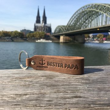 Ankerpunkt Schlüsselanhänger Bester Papa Vatertag Geschenk (Vatertagsgeschenk für Papa von Sohn Tochter Vatertag Geschenke Vater, Geschenke für Papa Geburtstag, du wirst Papa Geschenk), Papa Geschenk dunkelbraun - Made in Germany