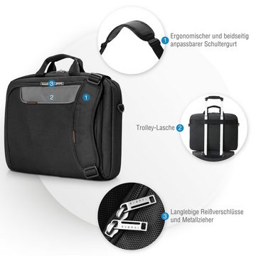 Everki Laptoptasche Advance Notebook Tasche (14 l, Viele Fächer), Business Laptop Aktentasche / Ergonomischer Schultergurt / Schwarz