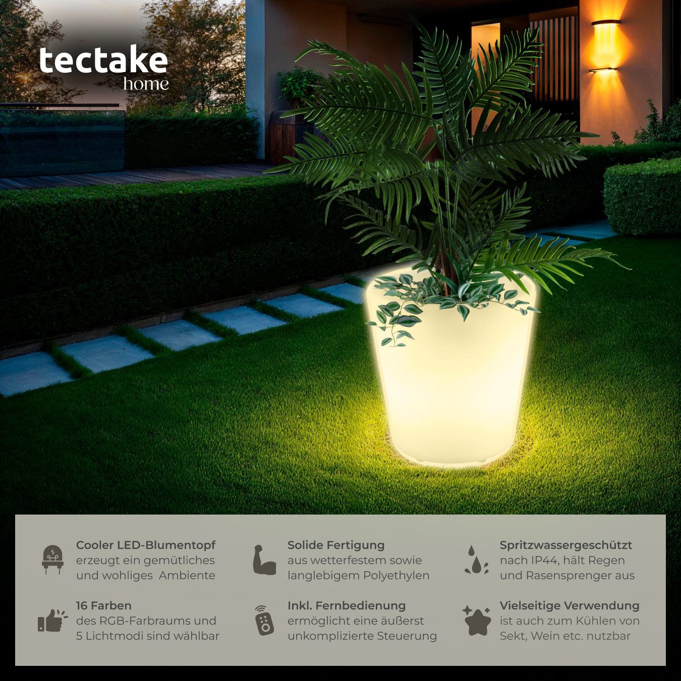 tectake LED Gartenleuchte Leuchtzylinder Luminous Curve Cooler, LED, mit Fe günstig online kaufen