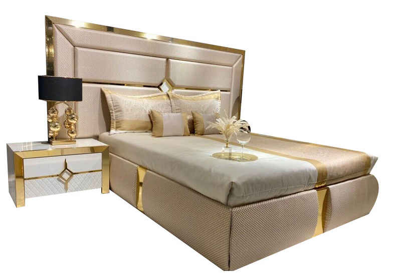 JVmoebel Bett Doppel Luxus Doppelbett Beige Modern Design Кровати Bettrahmen (1-tlg., Bett), Made in Europa
